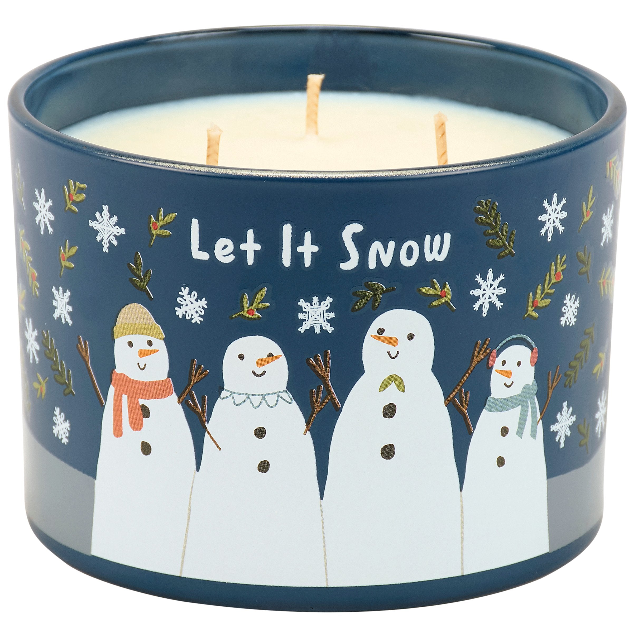 Festive Let It Snow Hot Cocoa Scented Soy Wax Candle with 3 Wicks