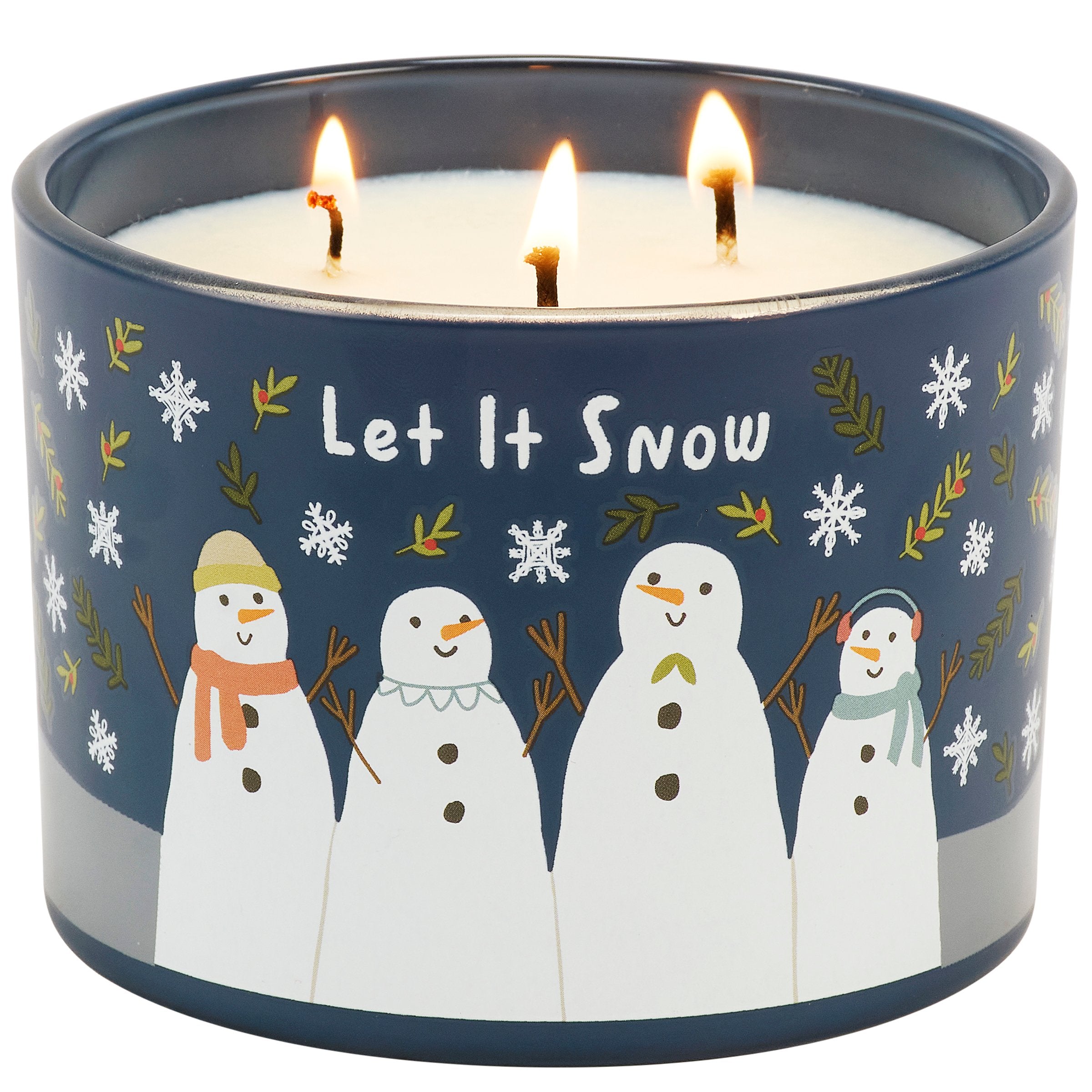 Festive Let It Snow Hot Cocoa Scented Soy Wax Candle with 3 Wicks
