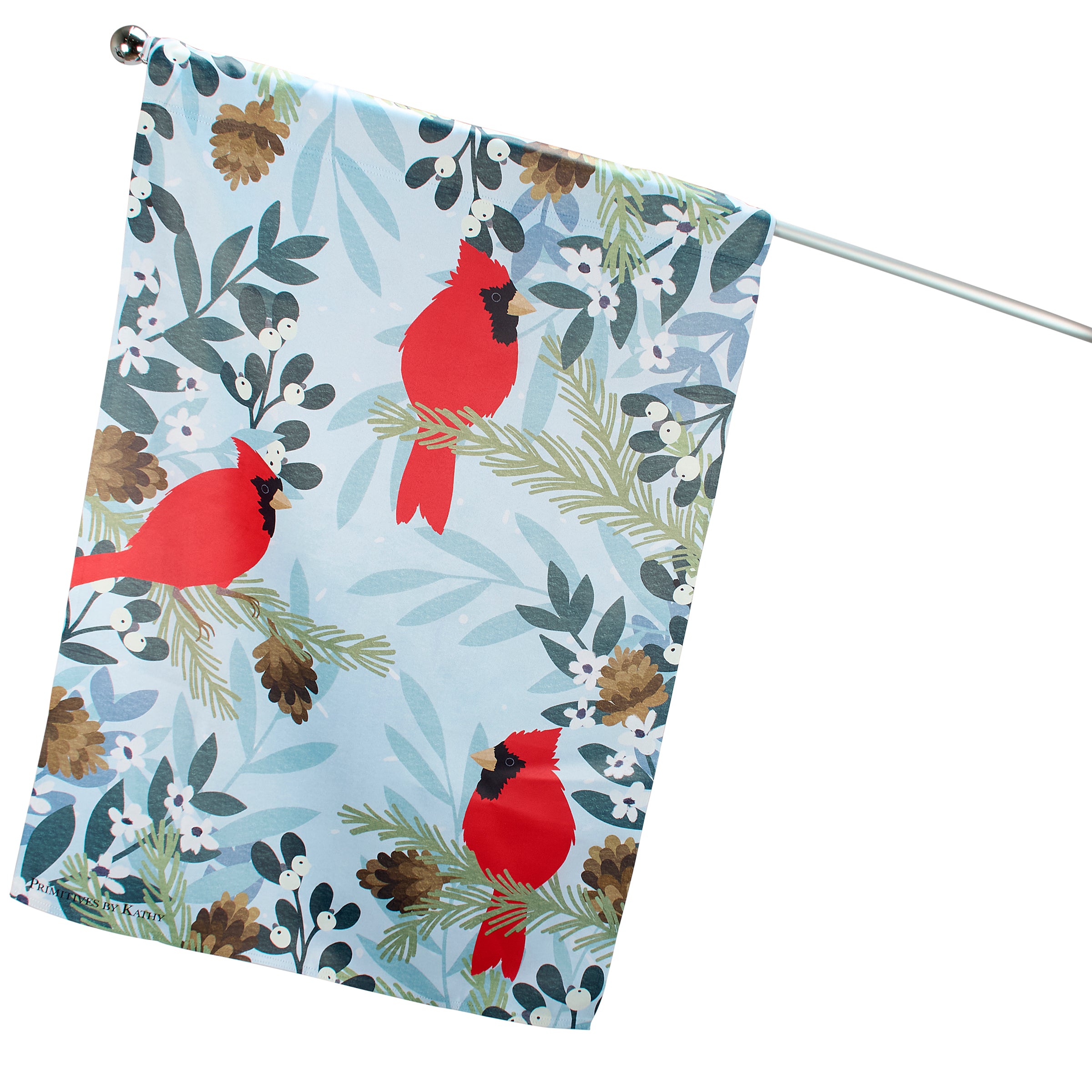 Peaceful Cardinals Winter Garden House Flag - Double-Sided Polyester Outdoor Decor