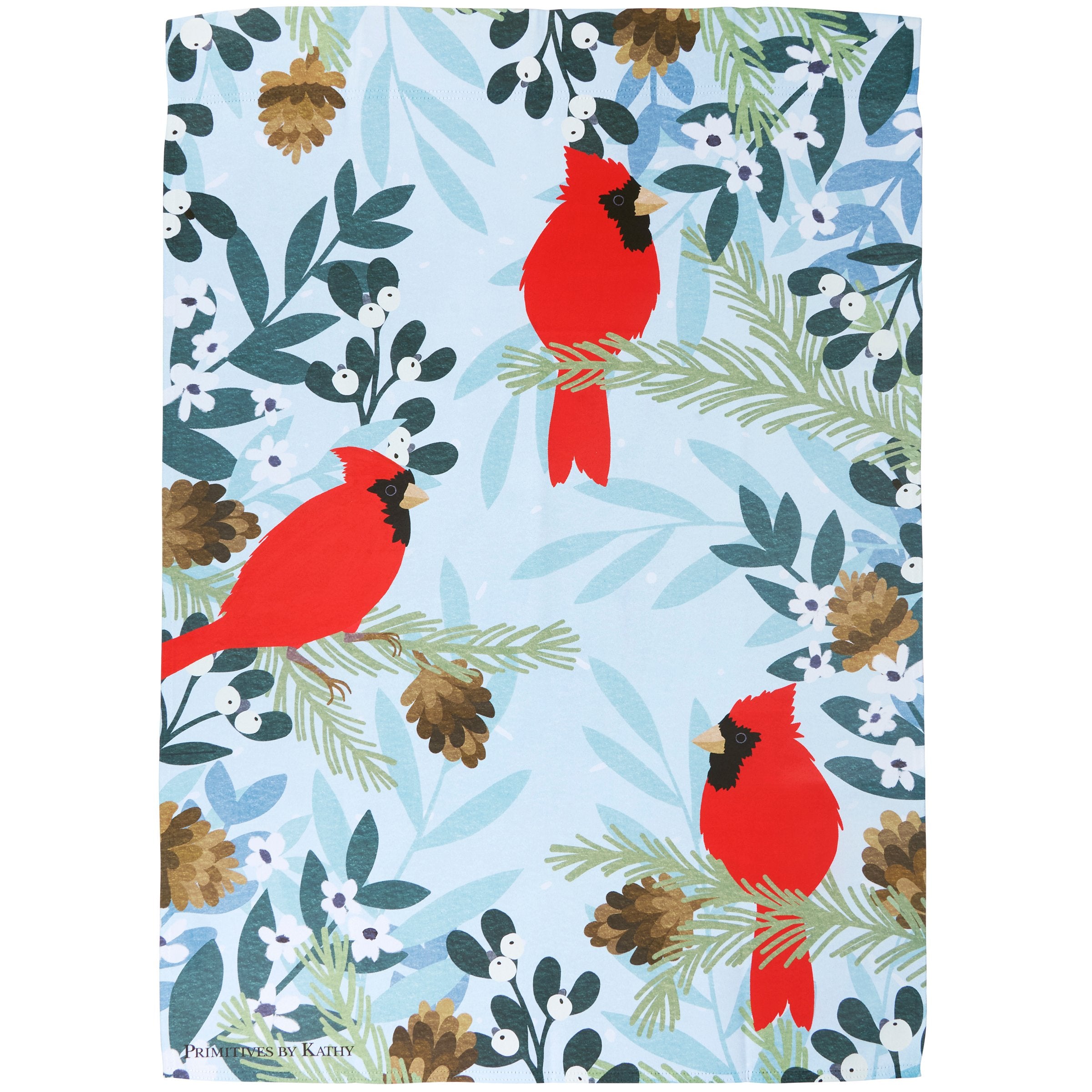 Peaceful Cardinals Winter Garden House Flag - Double-Sided Polyester Outdoor Decor