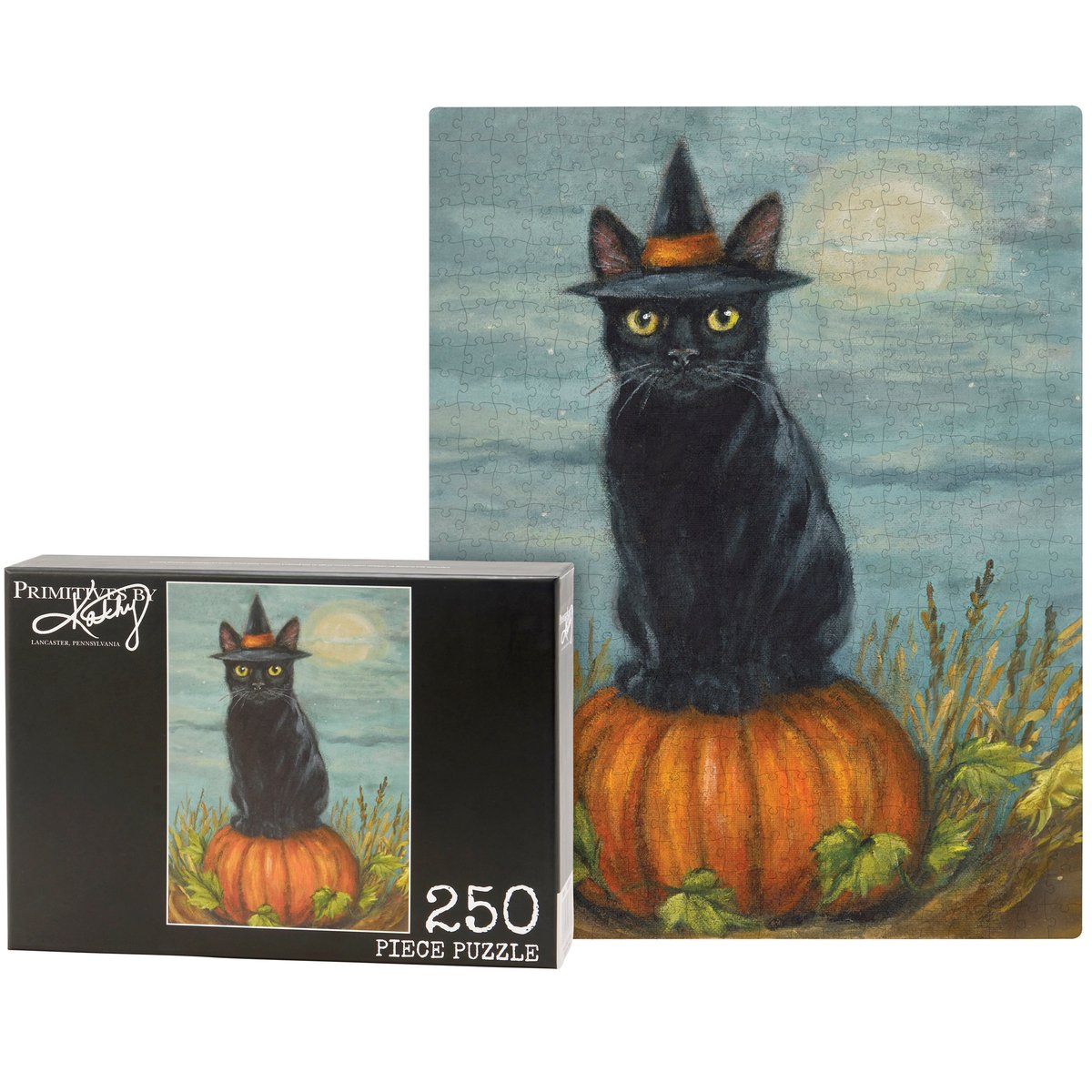 Charming Black Cat Witch Halloween Jigsaw Puzzle - 250 Pieces