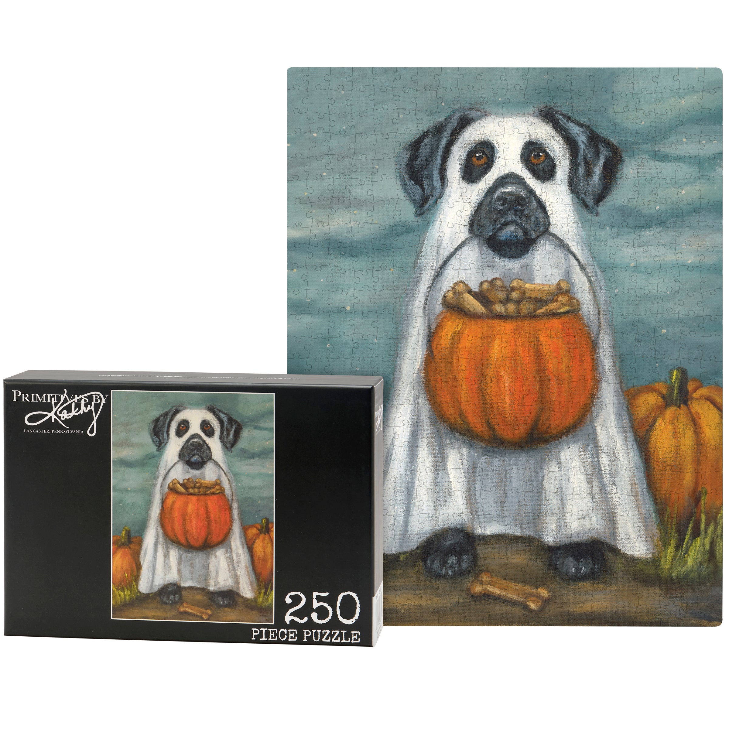 Spooky Ghost Dog Halloween Jigsaw Puzzle - 250 Pieces - Festive Pet Art