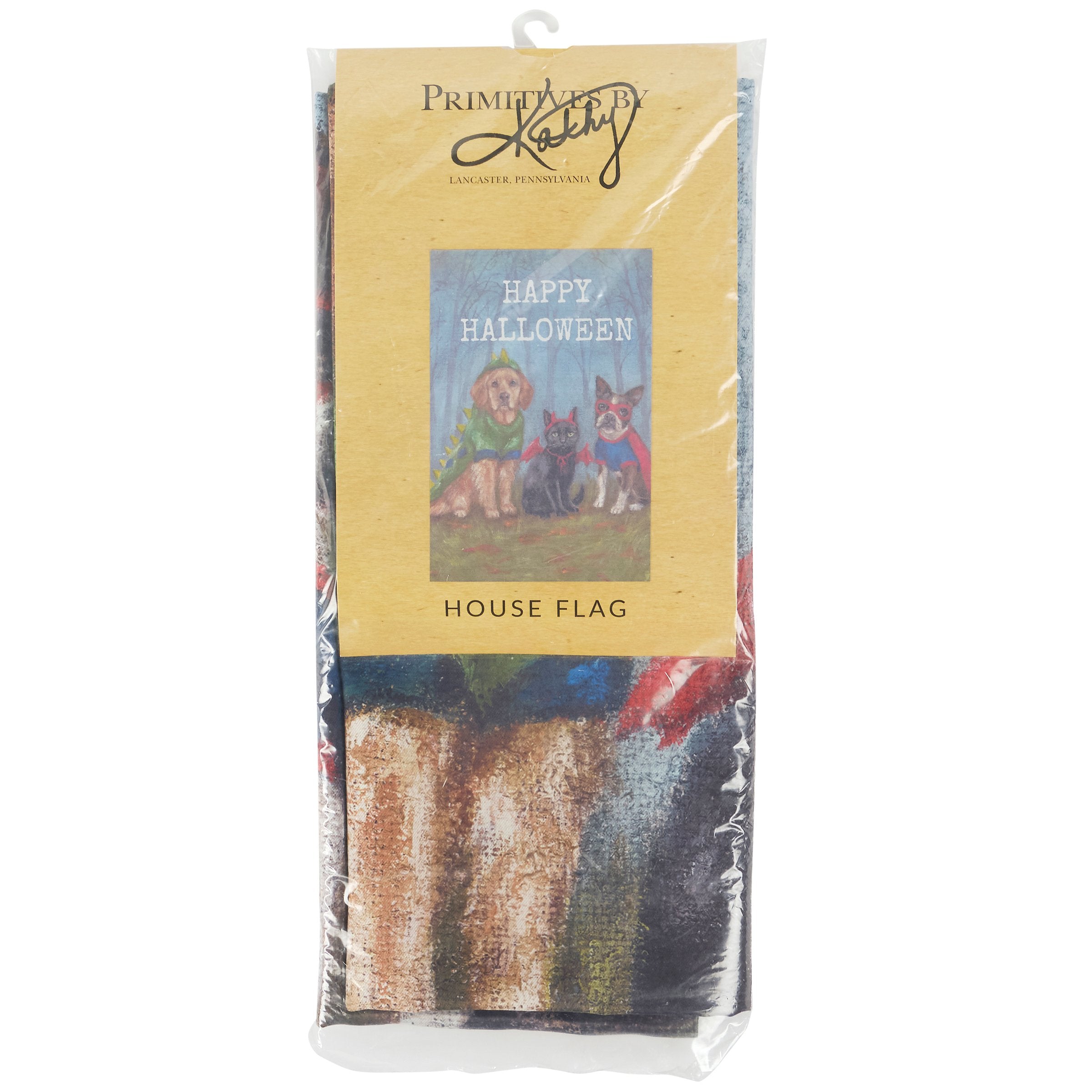 Delightful Double-Sided Halloween Family House Flag with Cute Pet Costumes