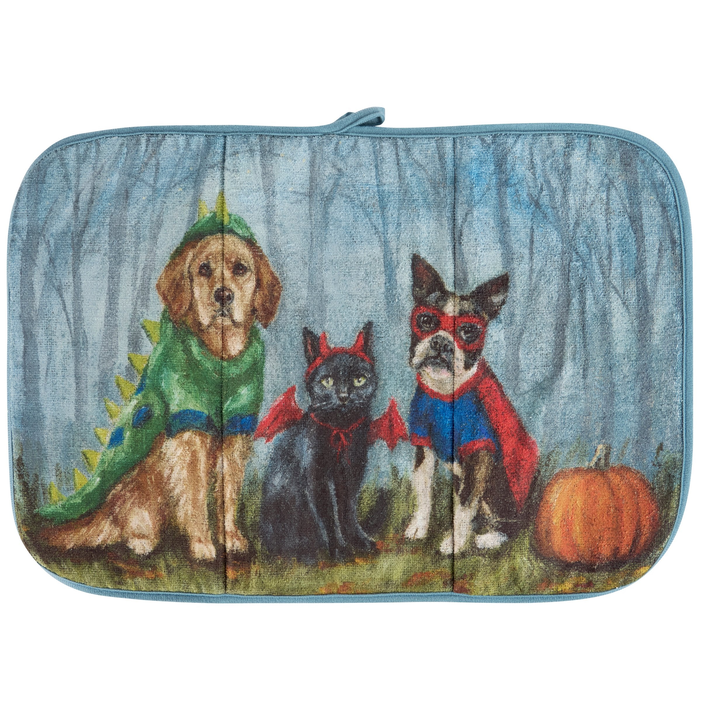 Spooky Halloween Pet Family Drying Mat - Ultra Absorbent Kitchen Counter Pad