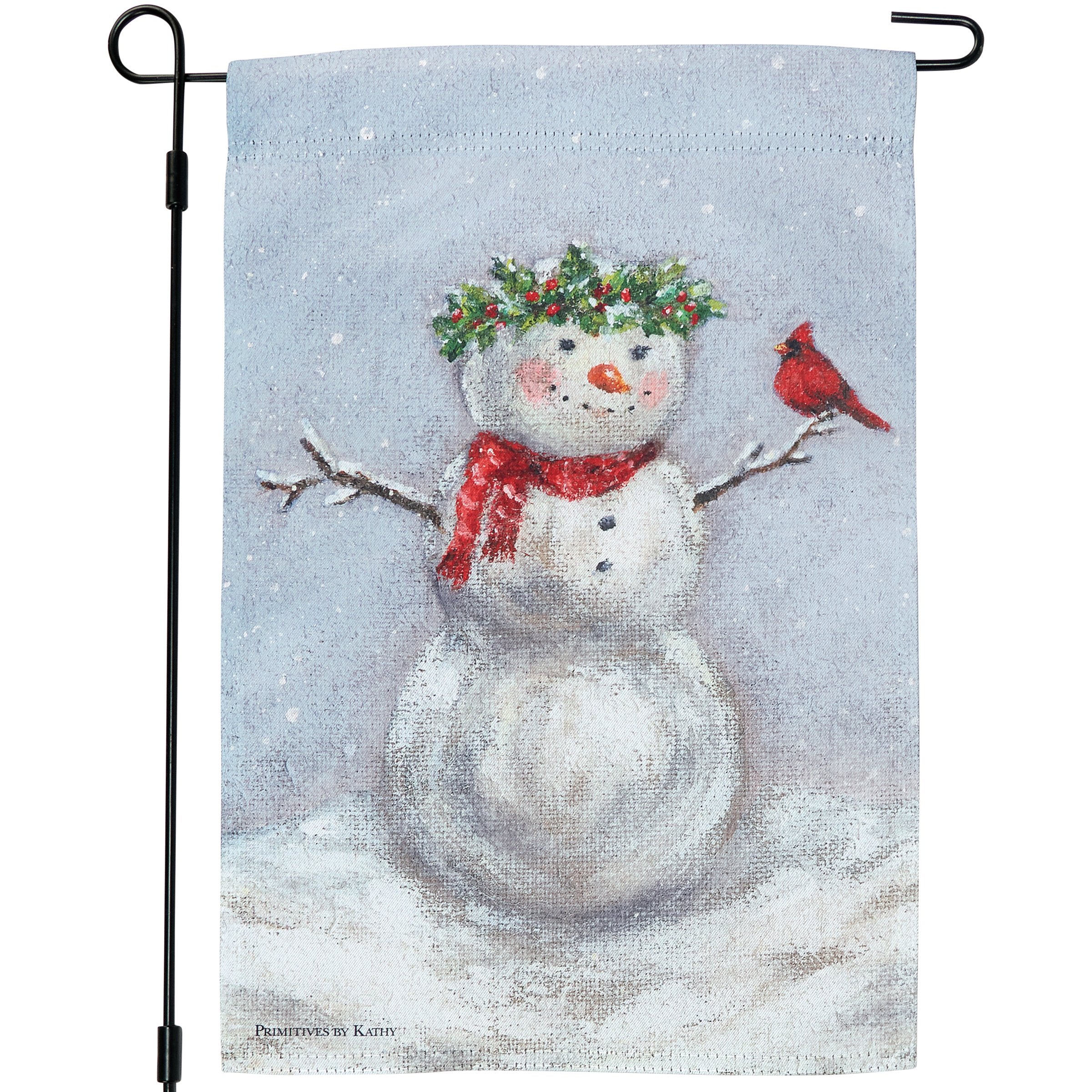 Charming Snow Woman Garden Flag: Double-Sided Polyester Winter Christmas Outdoor Decor