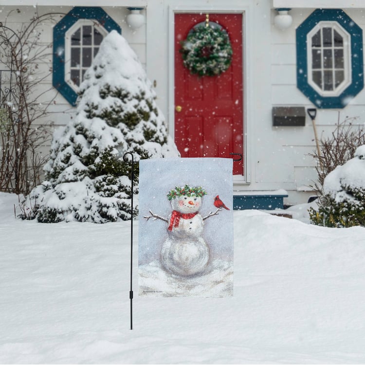Charming Snow Woman Garden Flag: Double-Sided Polyester Winter Christmas Outdoor Decor
