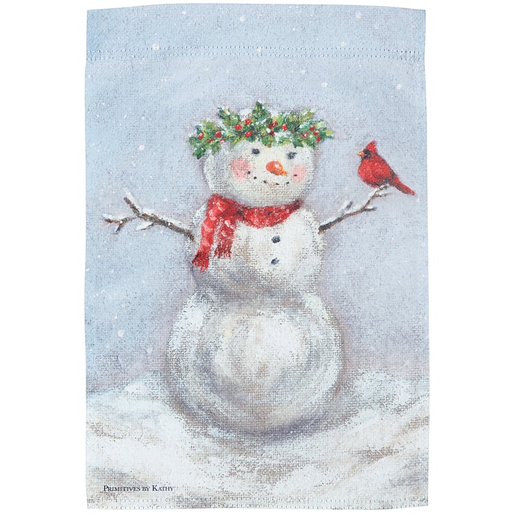 Charming Snow Woman Garden Flag: Double-Sided Polyester Winter Christmas Outdoor Decor