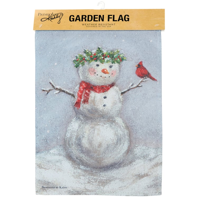 Charming Snow Woman Garden Flag: Double-Sided Polyester Winter Christmas Outdoor Decor