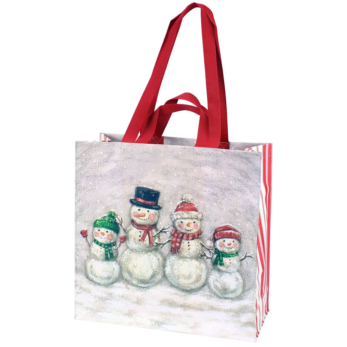 Festive Snow Family Christmas Market Tote Bag - Reusable Eco-Friendly Holiday Shopper