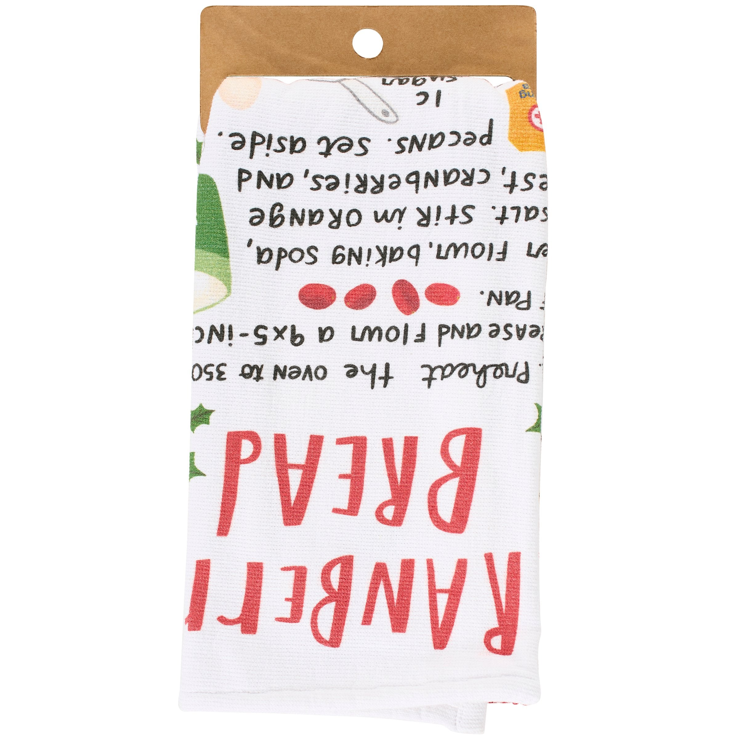 Charming Cranberry Bread Recipe Cotton Kitchen Towel - Festive Holiday Homestead Decor