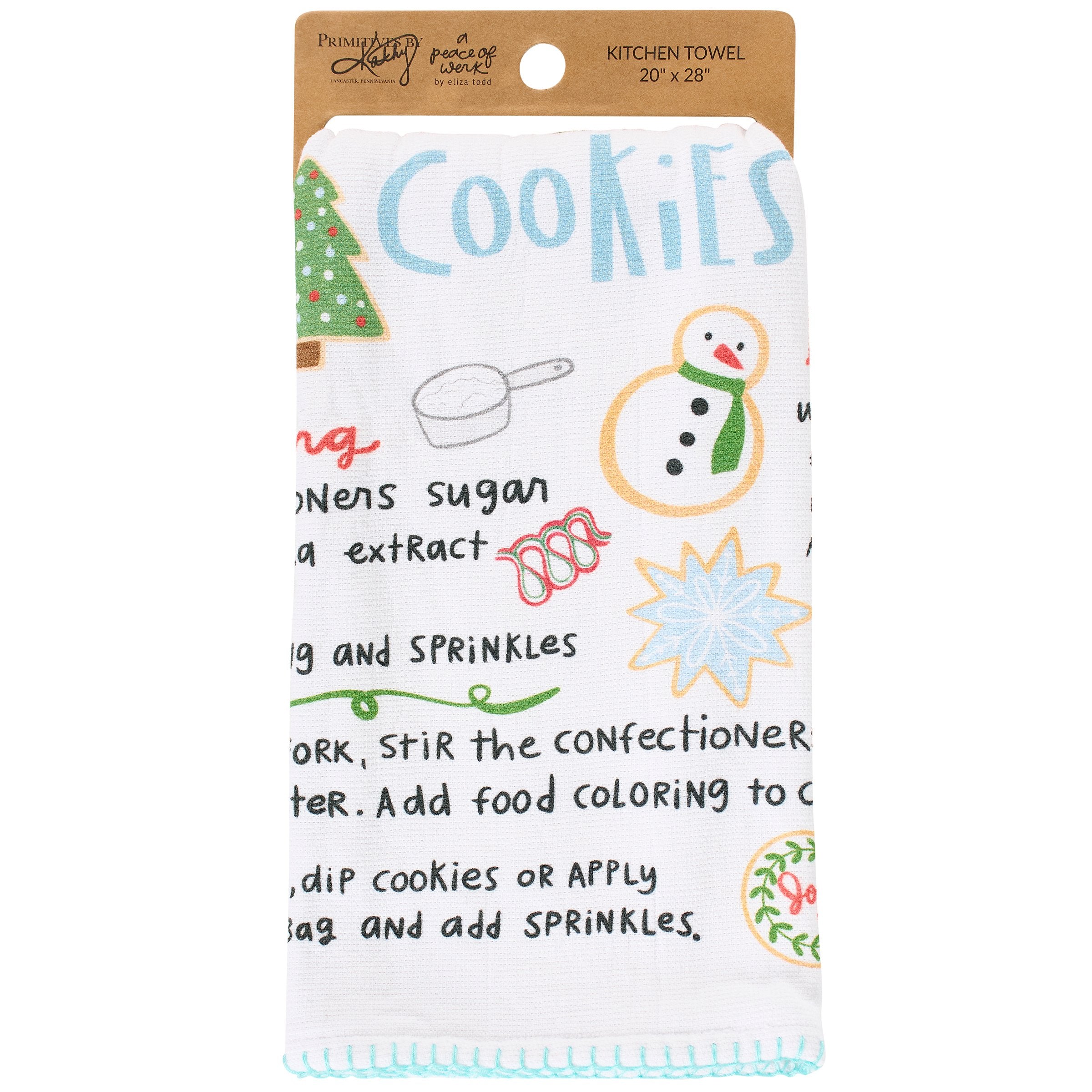 Festive Iced Sugar Cookies Christmas Recipe Kitchen Towel Cotton Terrycloth