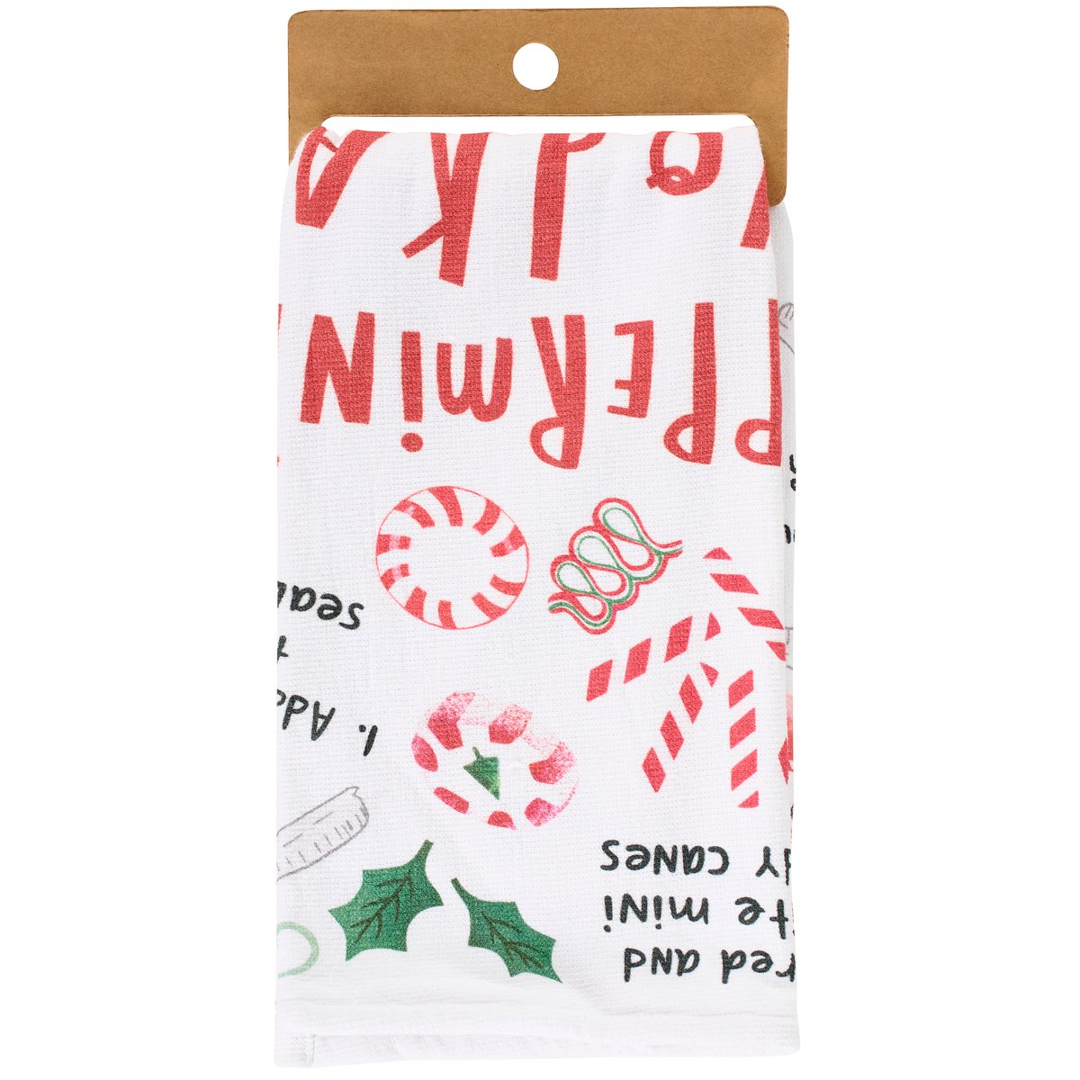 Festive Peppermint Vodka Recipe Cotton Kitchen Towel - Absorbent Holiday Design