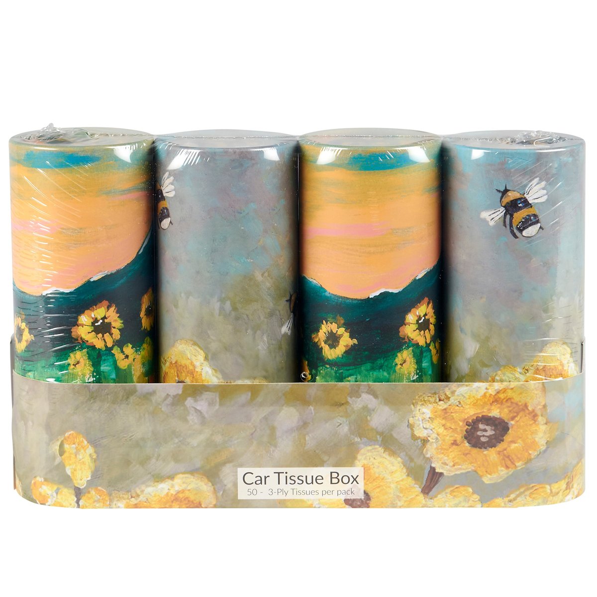 Charming Bumblebee & Sunflower Decorative Tissue Box Set for Car & Home