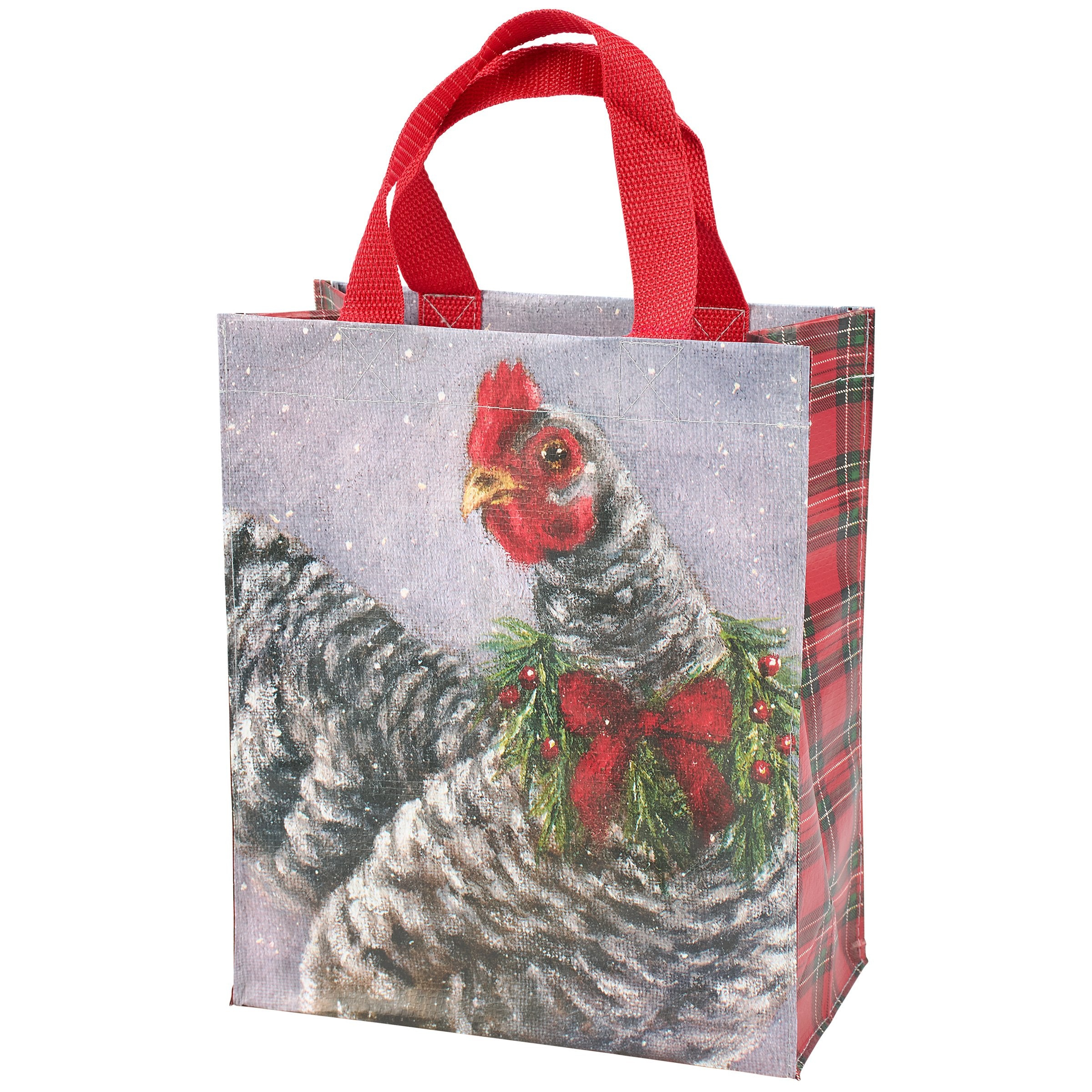 Charming Christmas Chicken Daily Tote Bag with Holiday Wreath Design