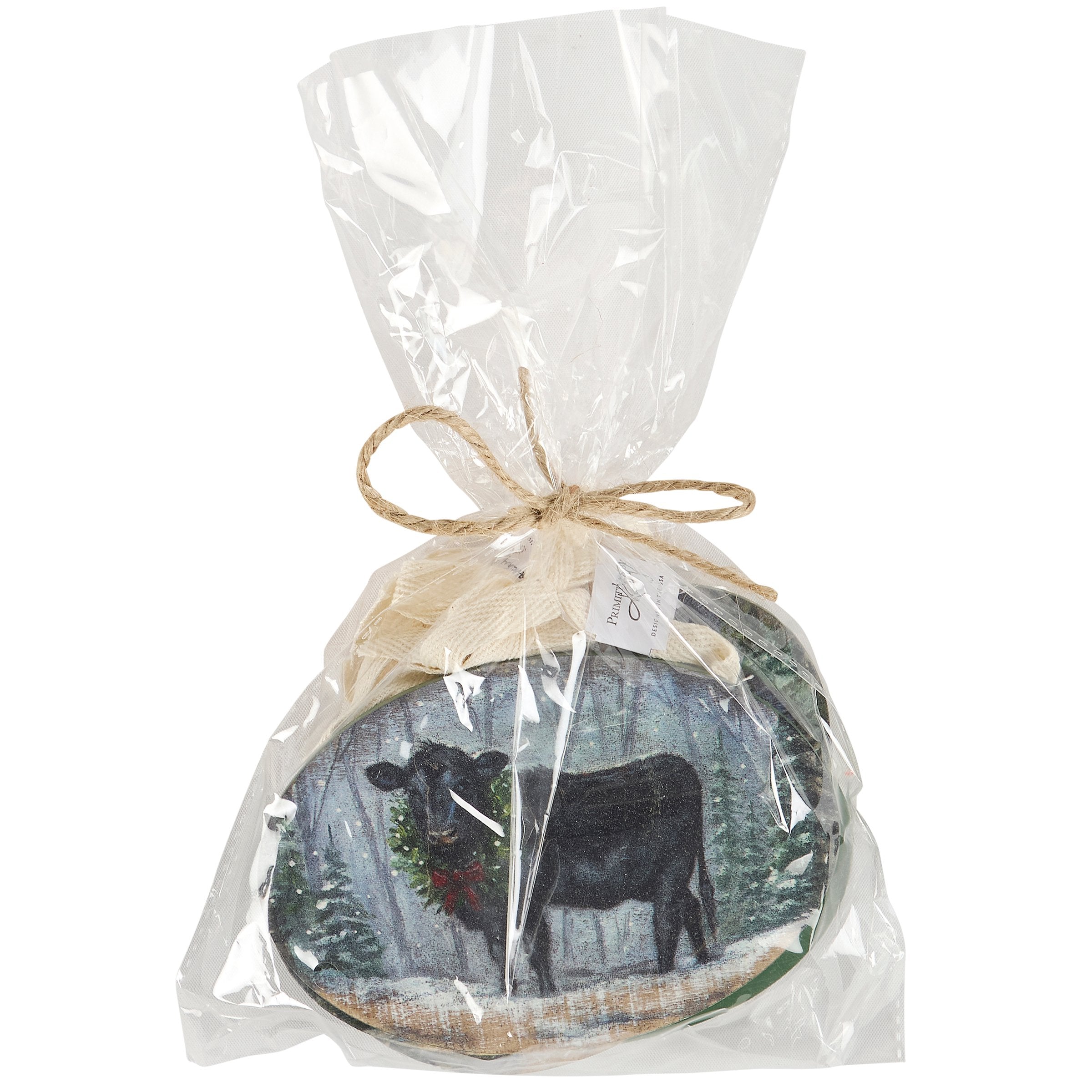 Whimsical Farmhouse Snowy Animals 5-Piece Wooden Christmas Ornament Set