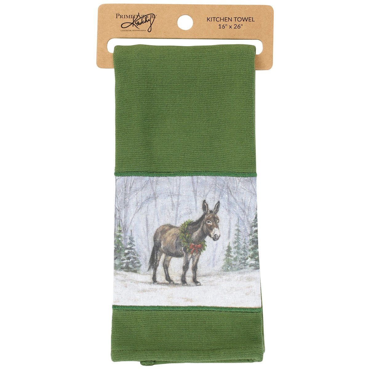 Charming Snowy Donkey Christmas Kitchen Towel - Absorbent Farmhouse Holiday Decor