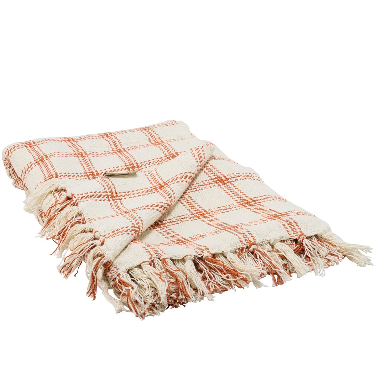 Primitives by Kathy Rustic Burnt Orange Plaid Cotton Throw Blanket