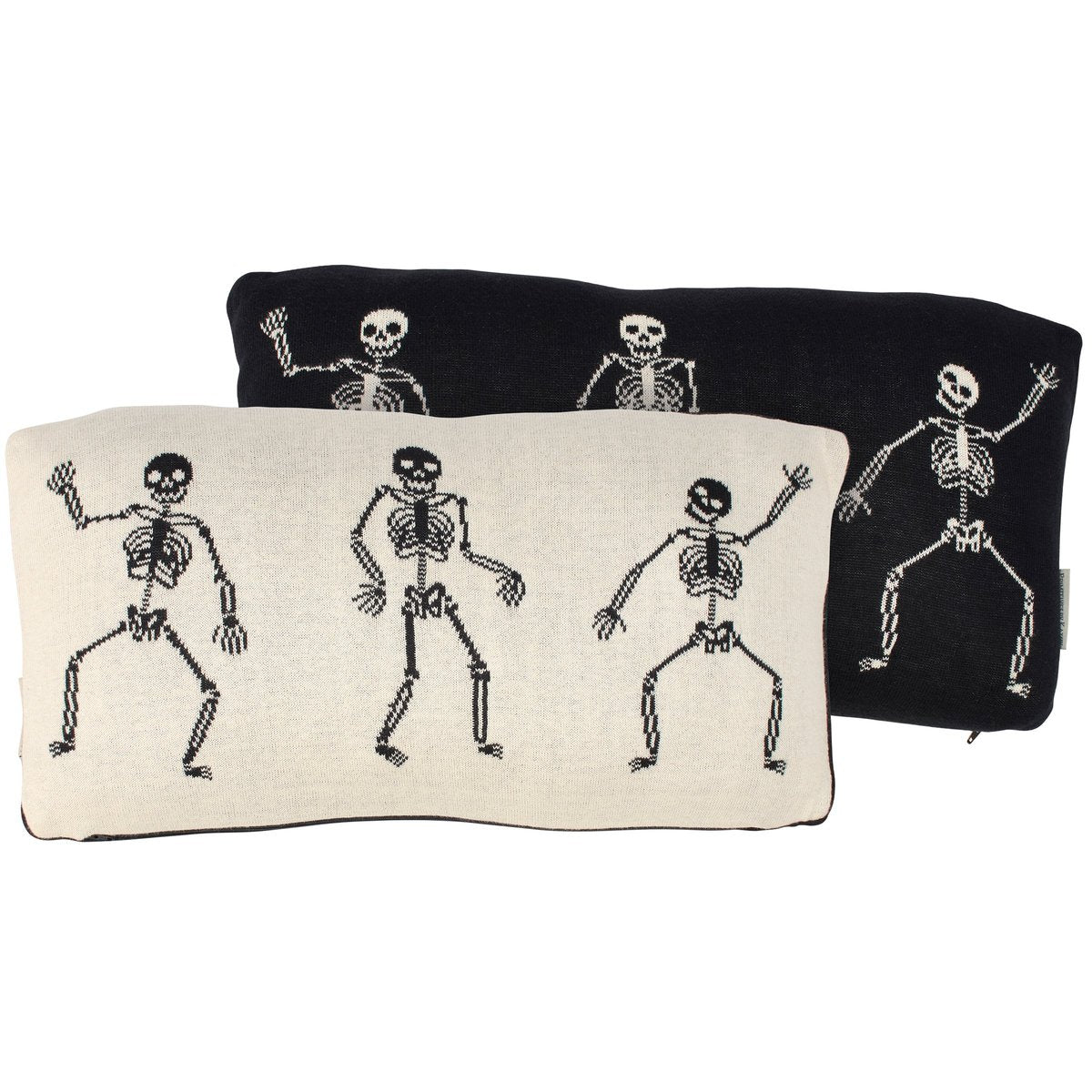 Primitives by Kathy Knit Cotton Skeleton Halloween Throw Pillow Reversible Design Spooky Decor