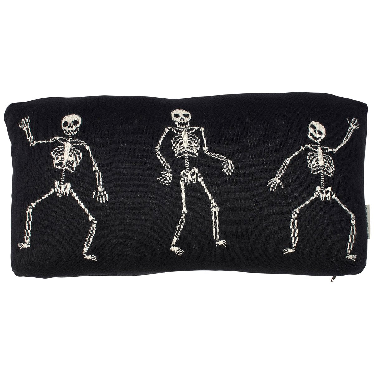 Primitives by Kathy Knit Cotton Skeleton Halloween Throw Pillow Reversible Design Spooky Decor