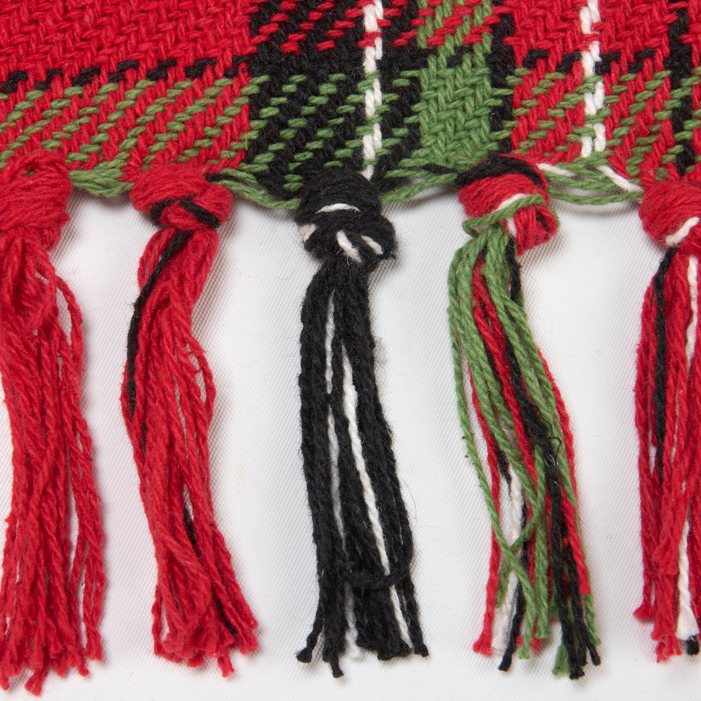 Cozy Red Plaid Christmas Cotton Throw Blanket with Tassels, 50x60 Inches