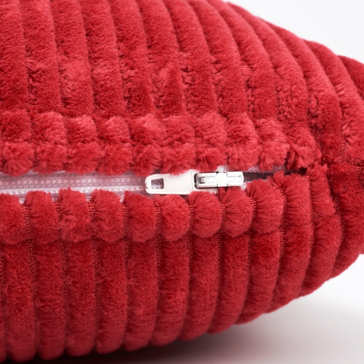 Festive Red Corduroy 'Joy' Christmas Decorative Accent Pillow with Zippered Cover