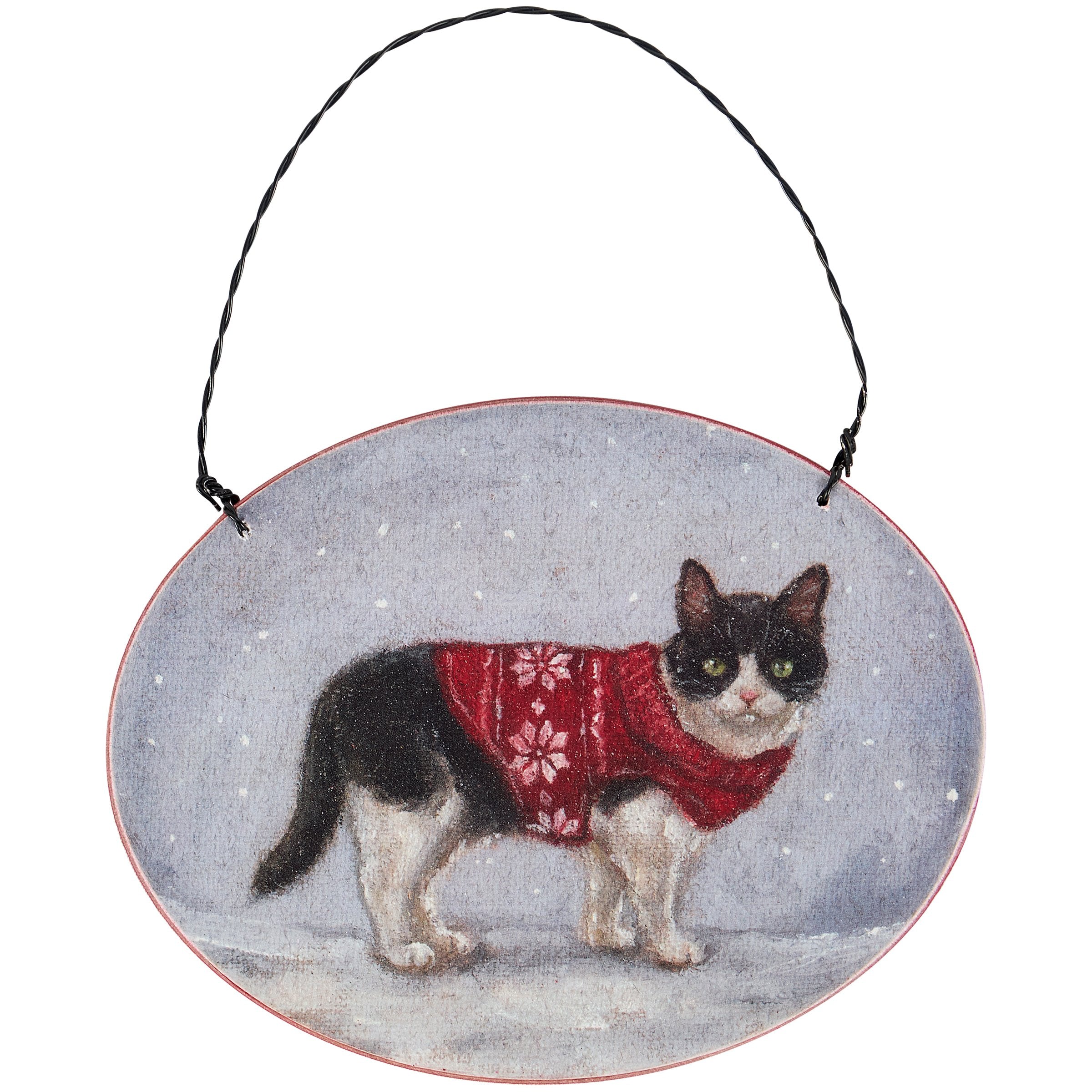 Charming Tuxedo Cat Christmas Ornament - Cozy Sweater Winter Holiday Decor