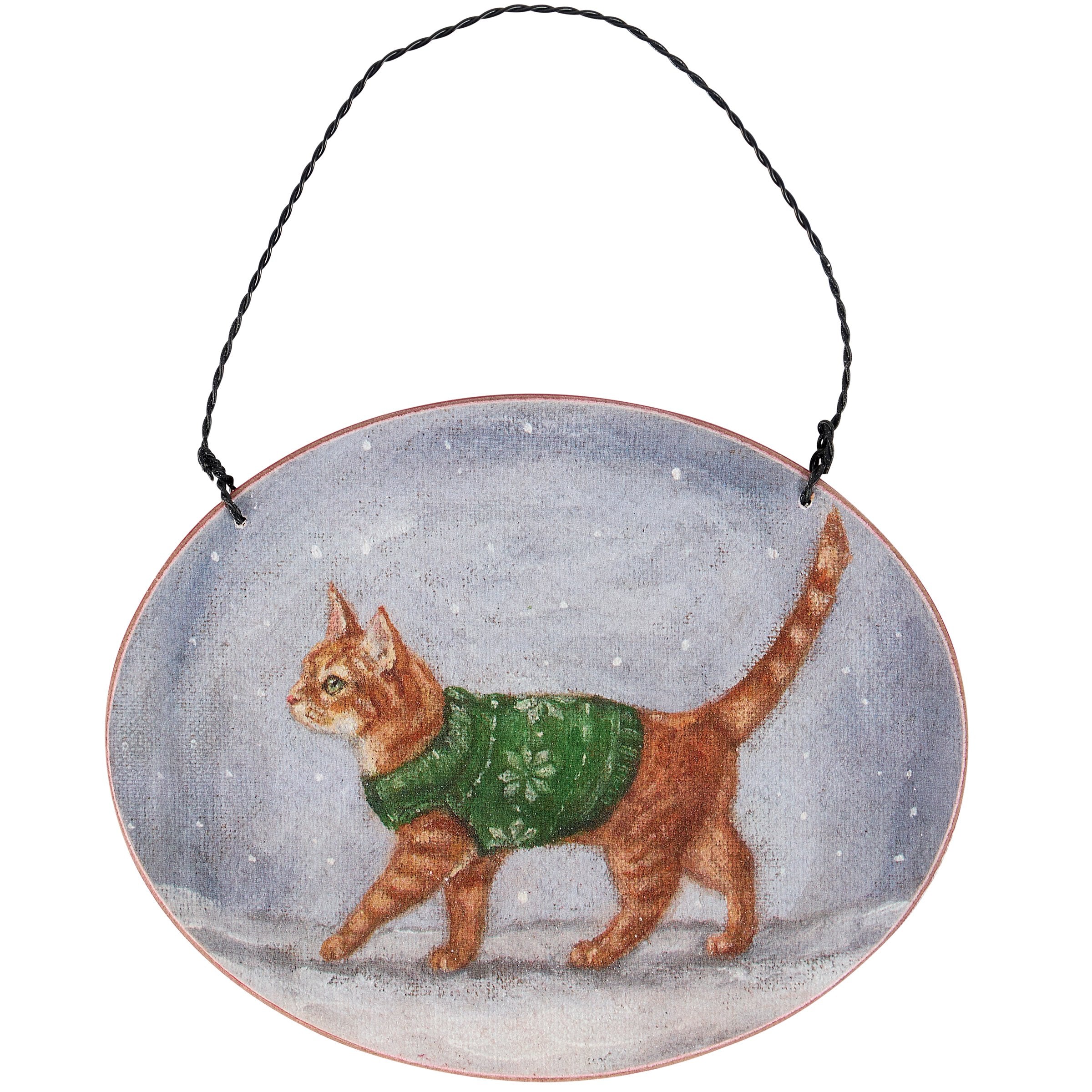 Cozy Orange Cat Christmas Ornament: Personalized Rustic Pet Holiday Decor