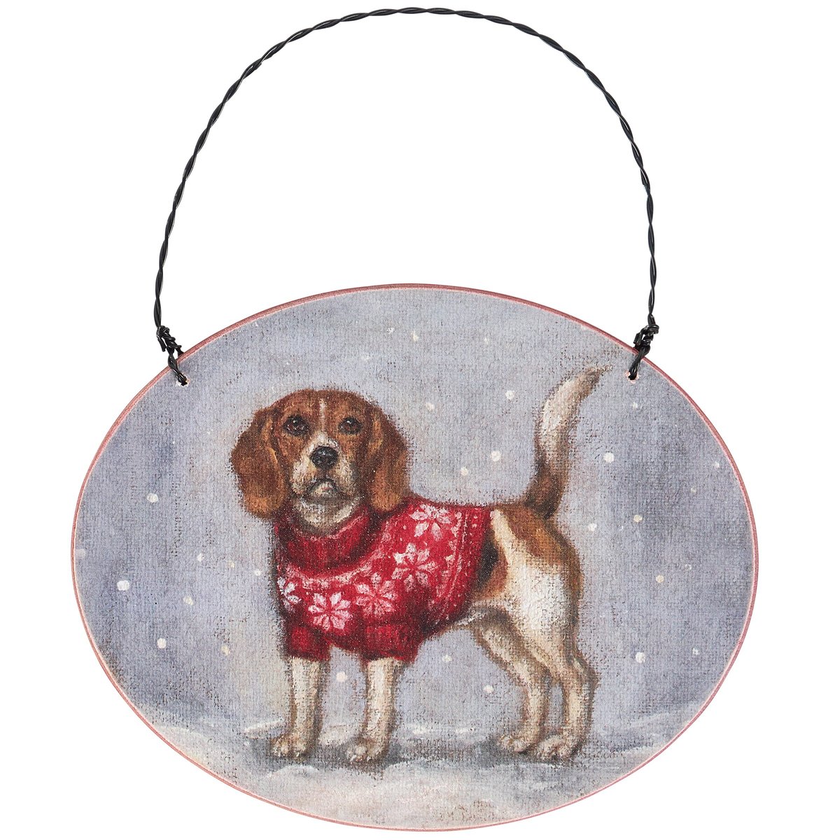 Charming Wooden Beagle Christmas Ornament - Cozy Sweater Dog Holiday Decor