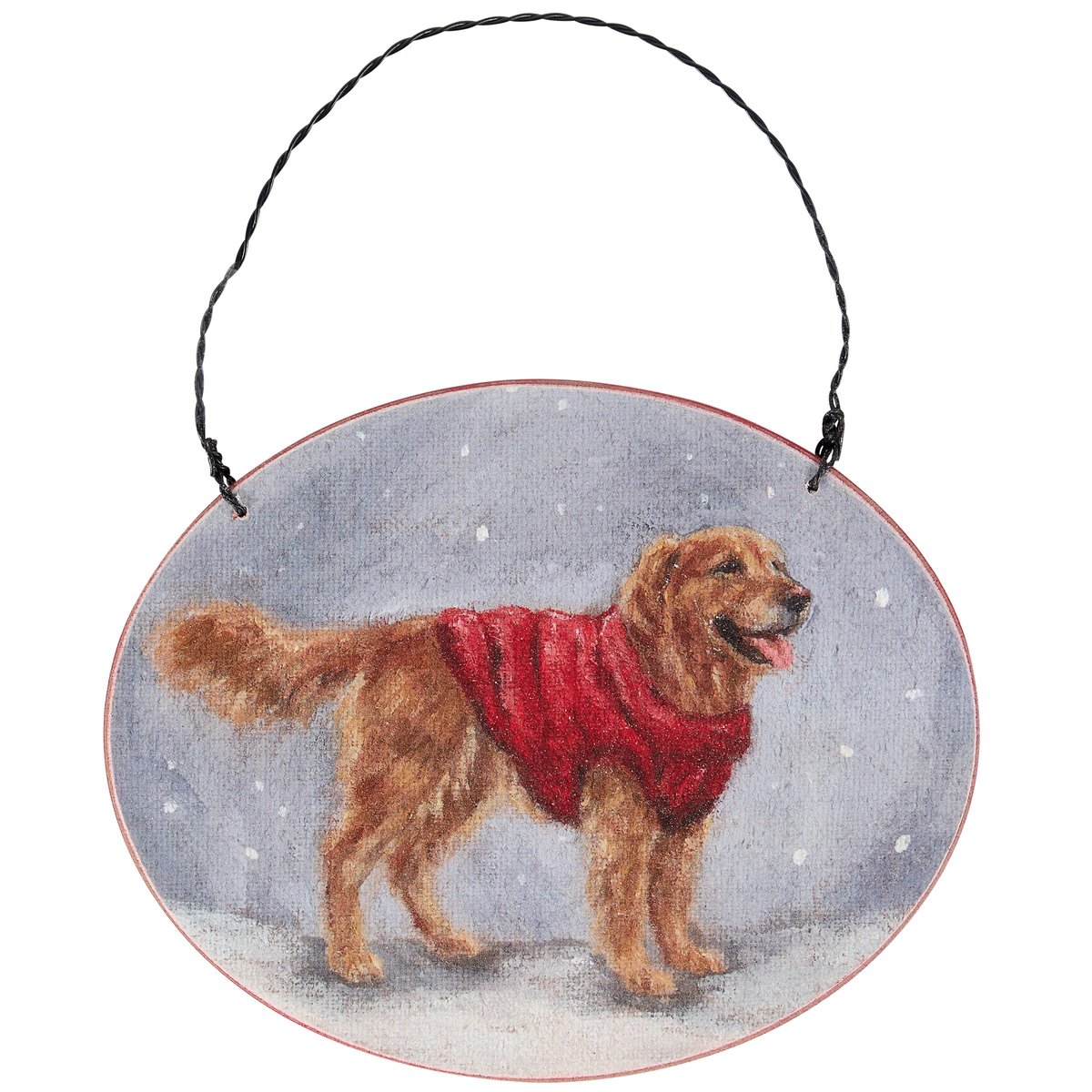 Charming Golden Retriever Christmas Ornament, Rustic Wood & Wire Pet Lover's Decor