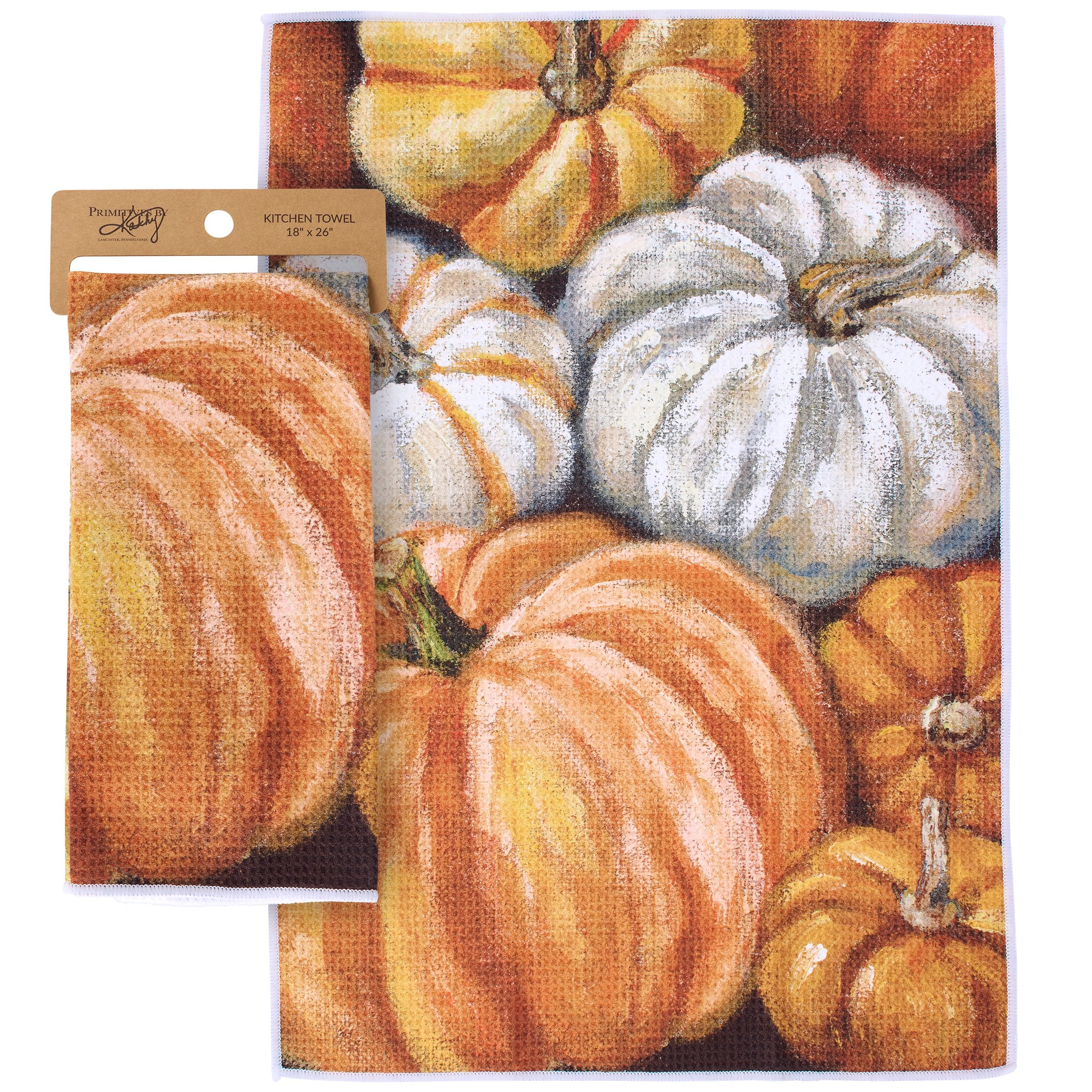Vibrant Autumn Pumpkin Patch Microfiber Kitchen Towel for Fall Decor & Easy Cleaning