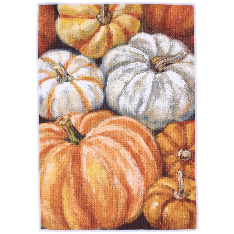 Vibrant Autumn Pumpkin Patch Microfiber Kitchen Towel for Fall Decor & Easy Cleaning