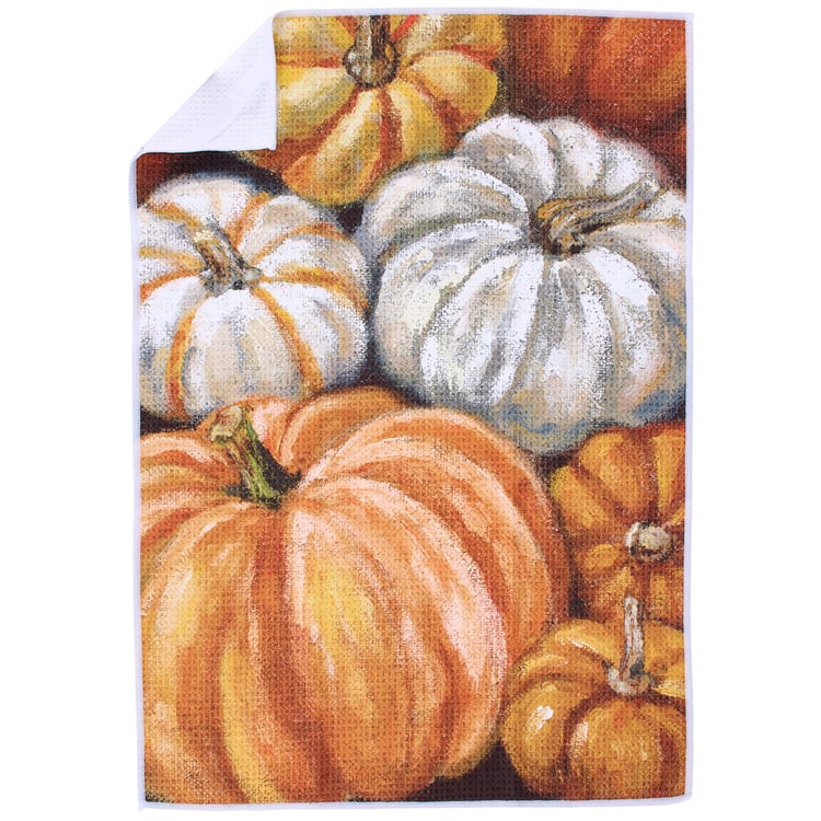Vibrant Autumn Pumpkin Patch Microfiber Kitchen Towel for Fall Decor & Easy Cleaning