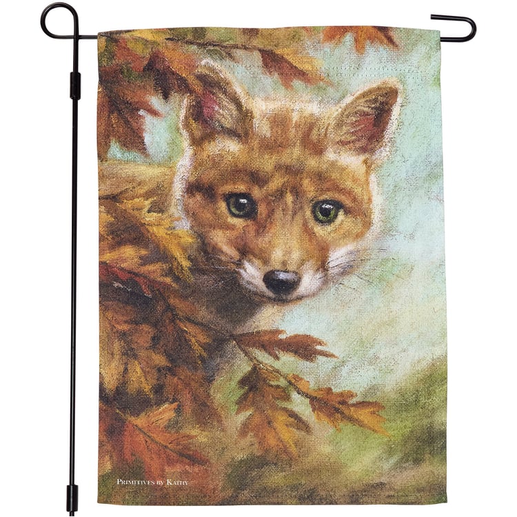 Charming Curious Fox Autumn Garden Flag - Double-Sided Polyester Outdoor Decor