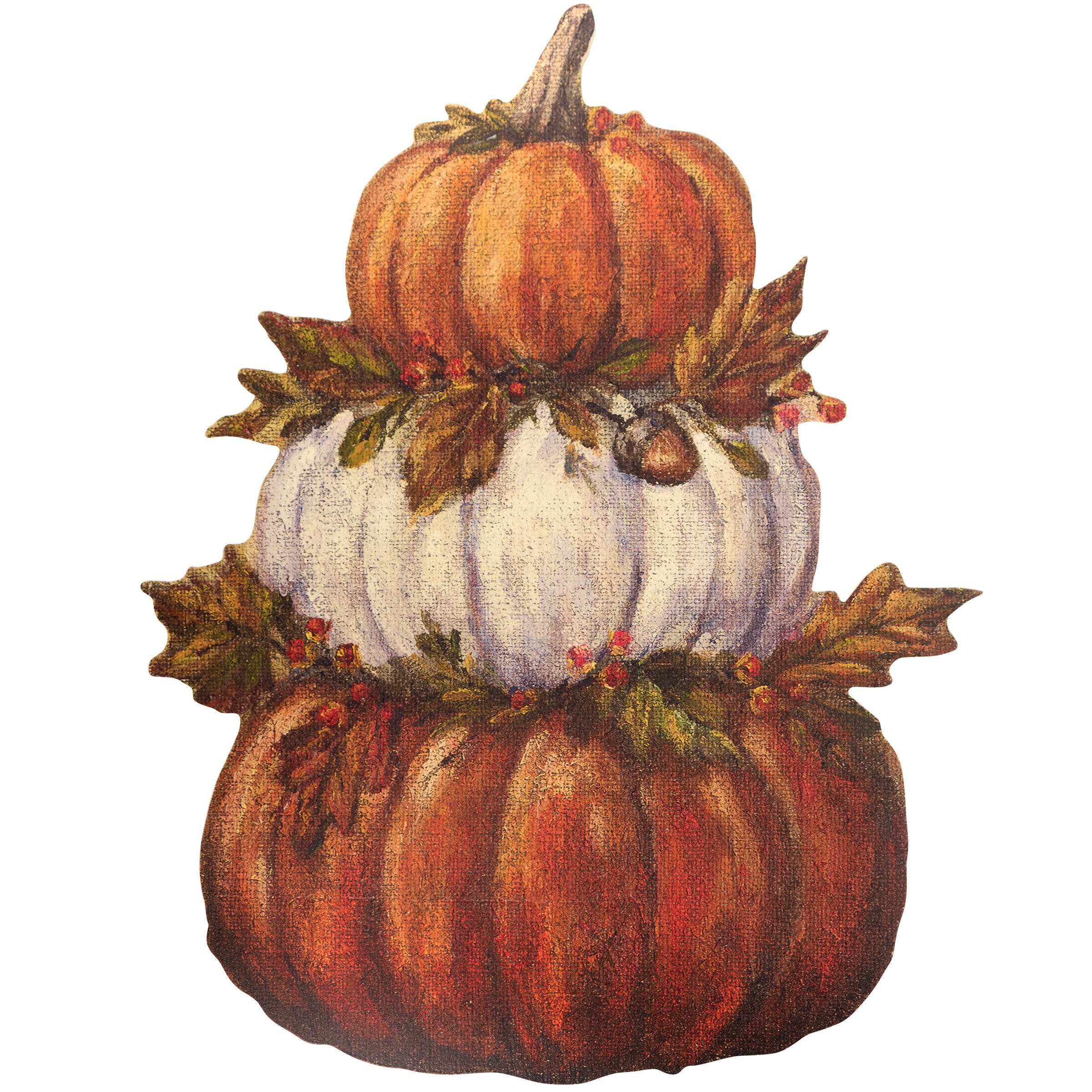 Rustic Fall Pumpkin Stack Porch Leaner - Durable Wood Seasonal Decor