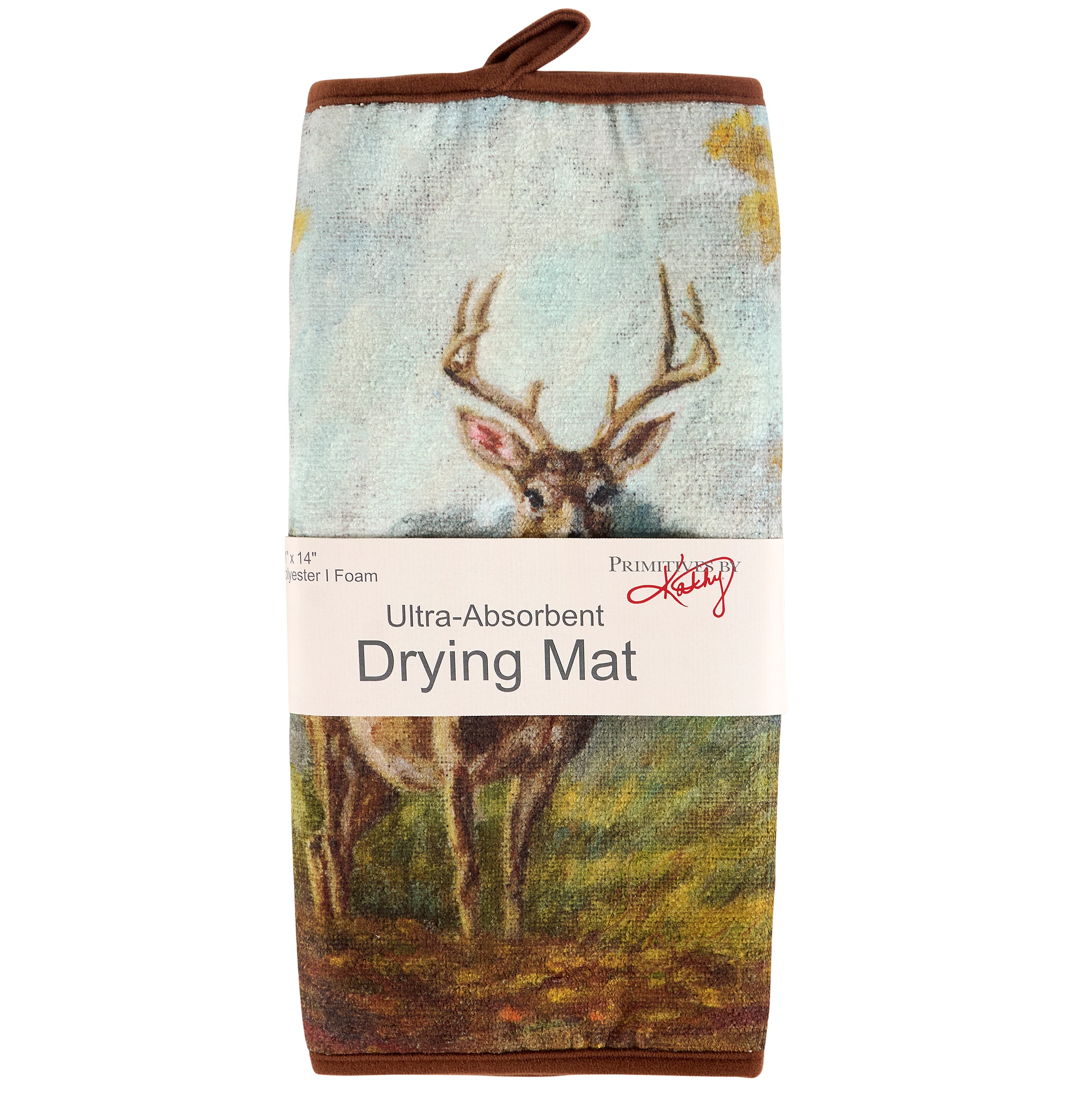 Ultra-Absorbent Forest Deer Drying Mat for Fall Kitchen Decor, Rustic Dish Drying Solution