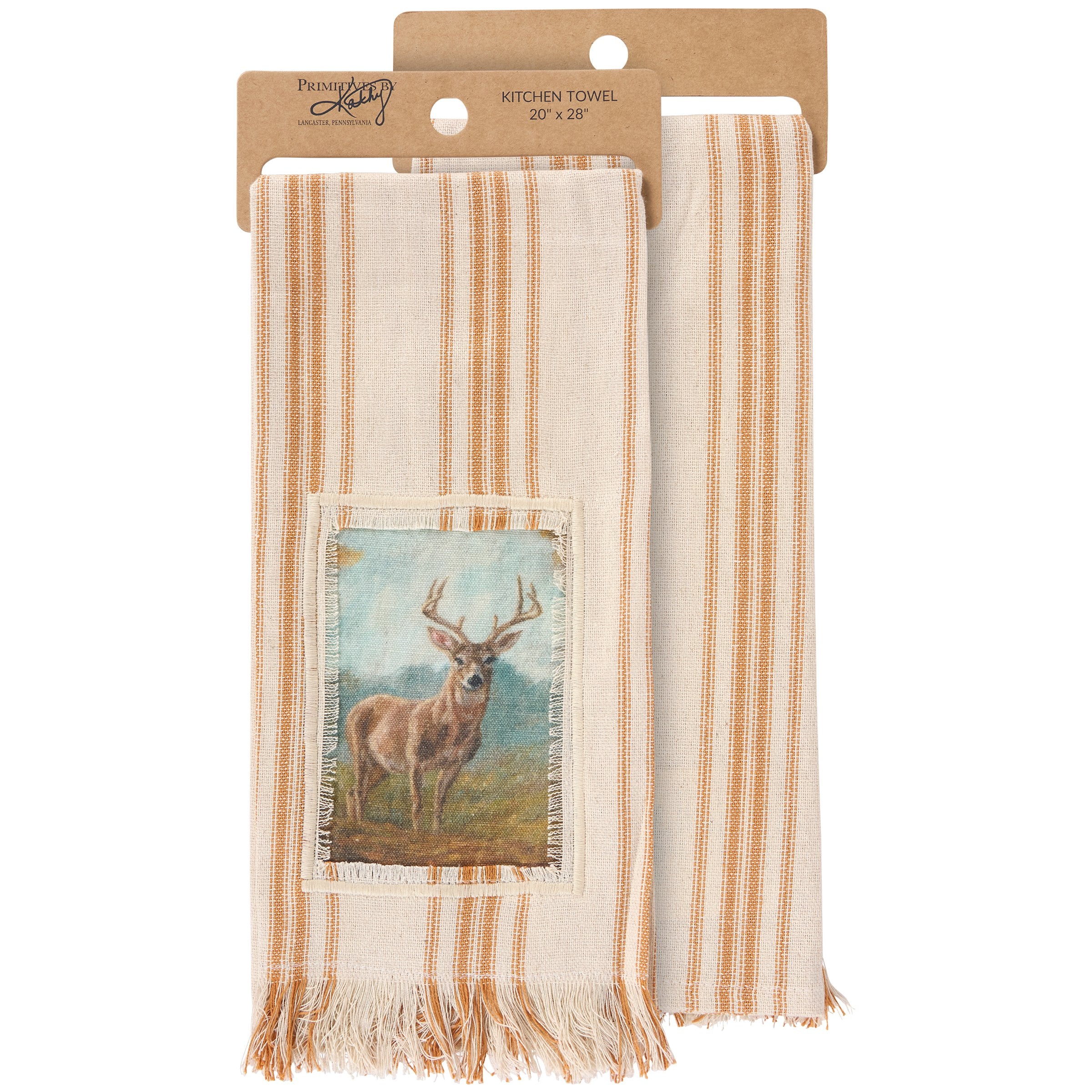 Rustic Forest Deer Cotton Kitchen Towel - Autumn Harvest Decorative Dishcloth