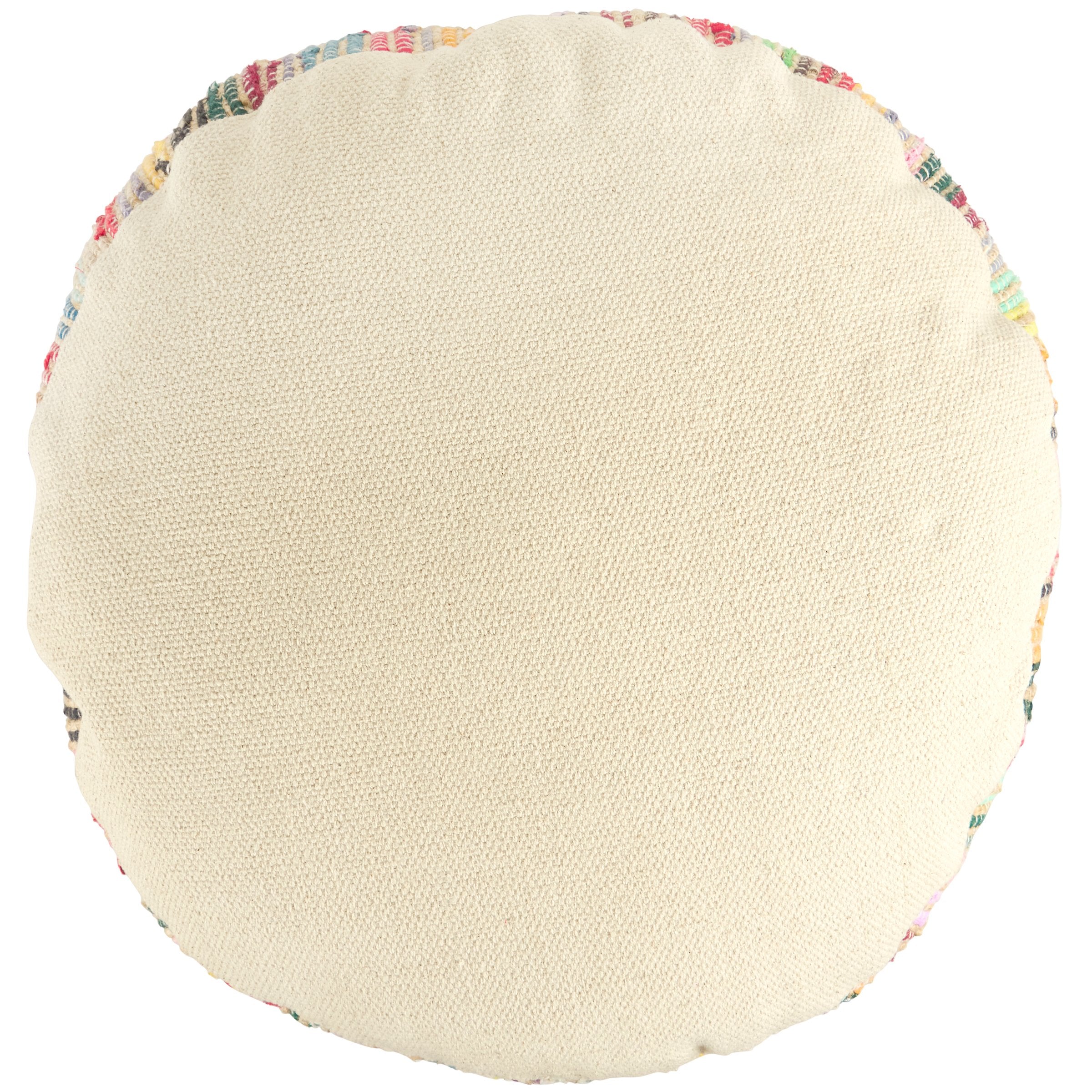 Vibrant Handwoven Chindi Round Floor Pillow - Colorful Cotton Seating Accent
