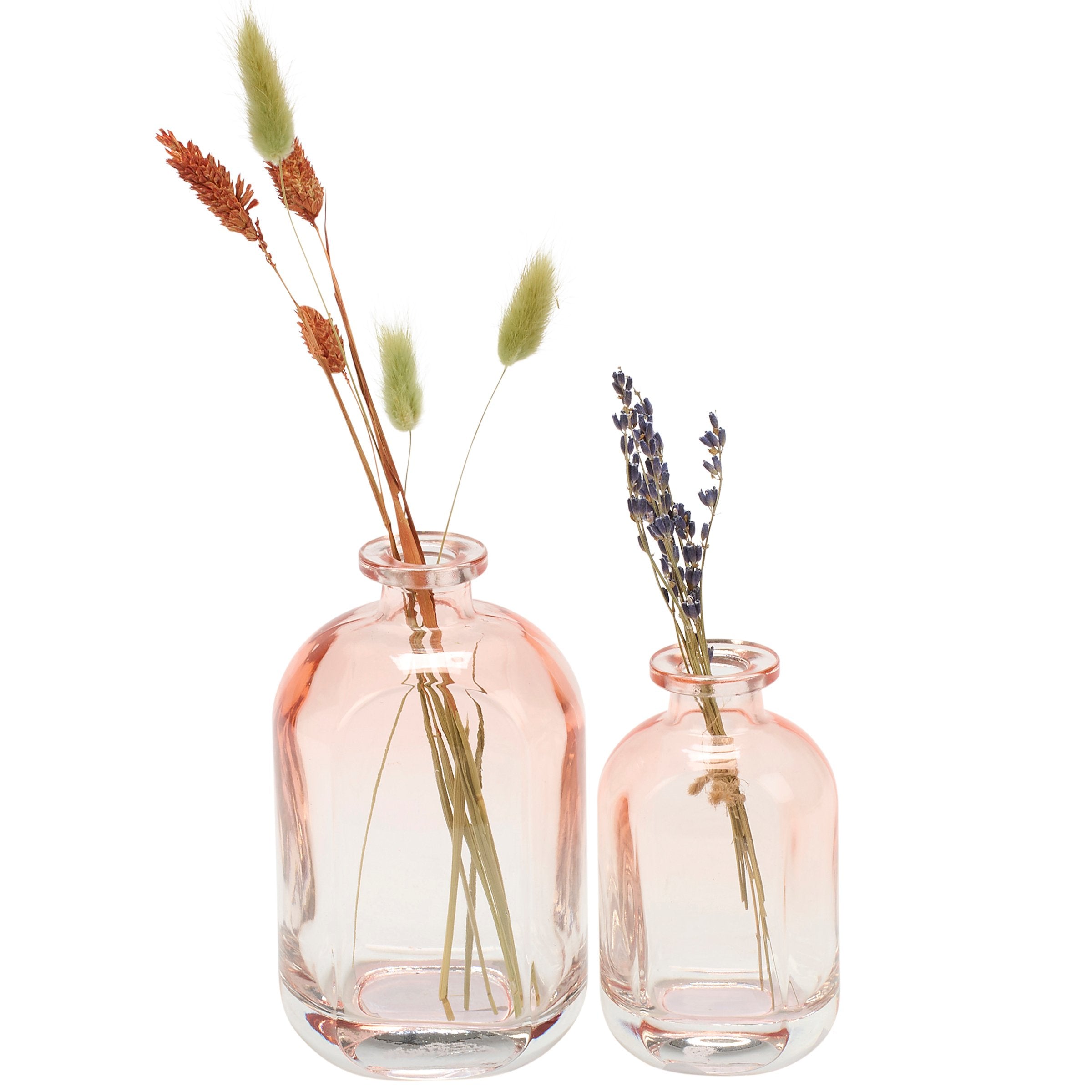 Charming Pink Ombre Glass Vase Set - Sculpted Western Home Accents