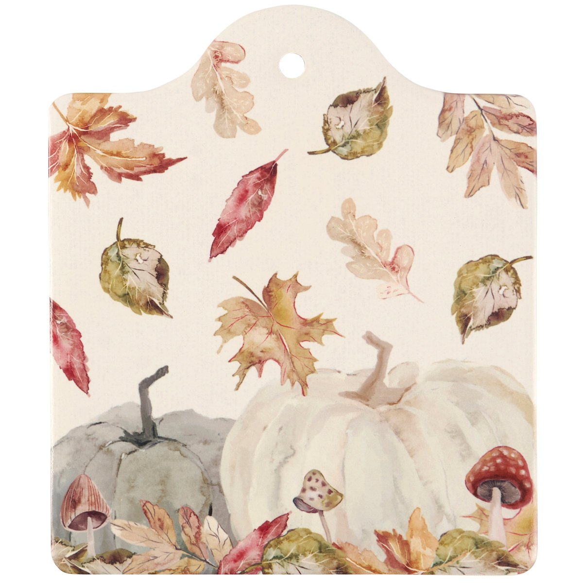 Charming Harvest Leaves Stone & Cork Trivet with Watercolor Fall Design