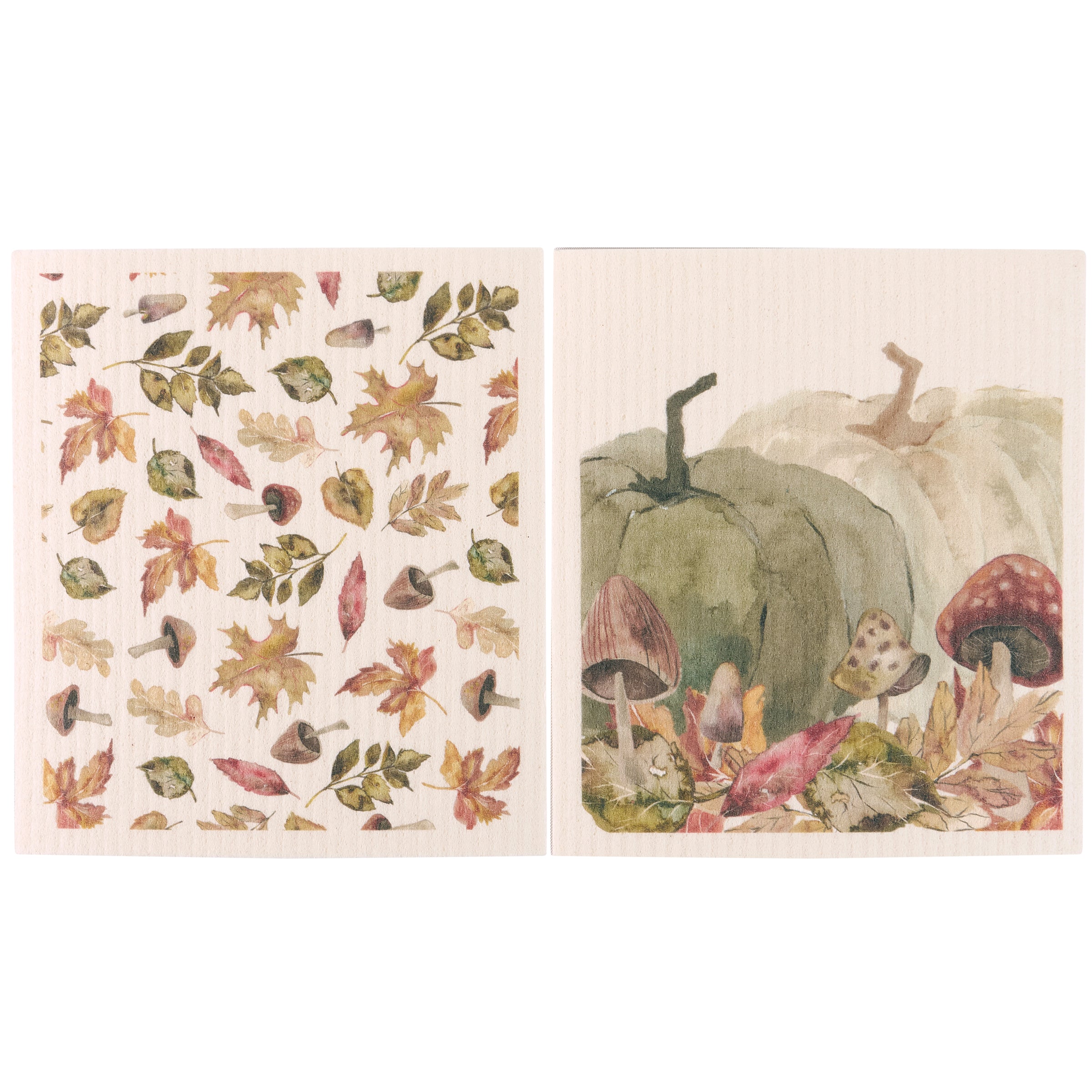 Eco-Friendly Harvest Leaves Swedish Dishcloth Set - Ultra Absorbent Fall Kitchen Cloths