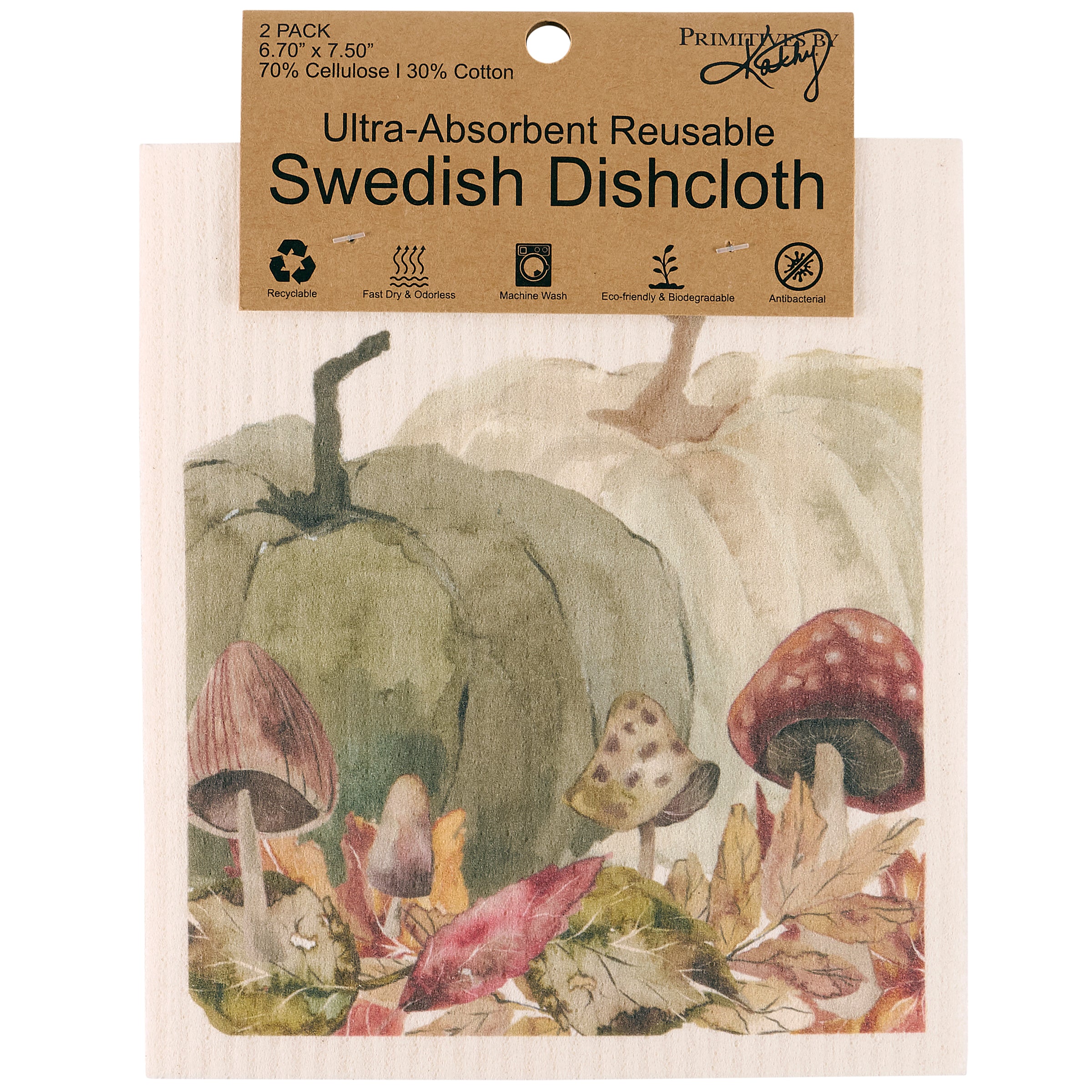 Eco-Friendly Harvest Leaves Swedish Dishcloth Set - Ultra Absorbent Fall Kitchen Cloths