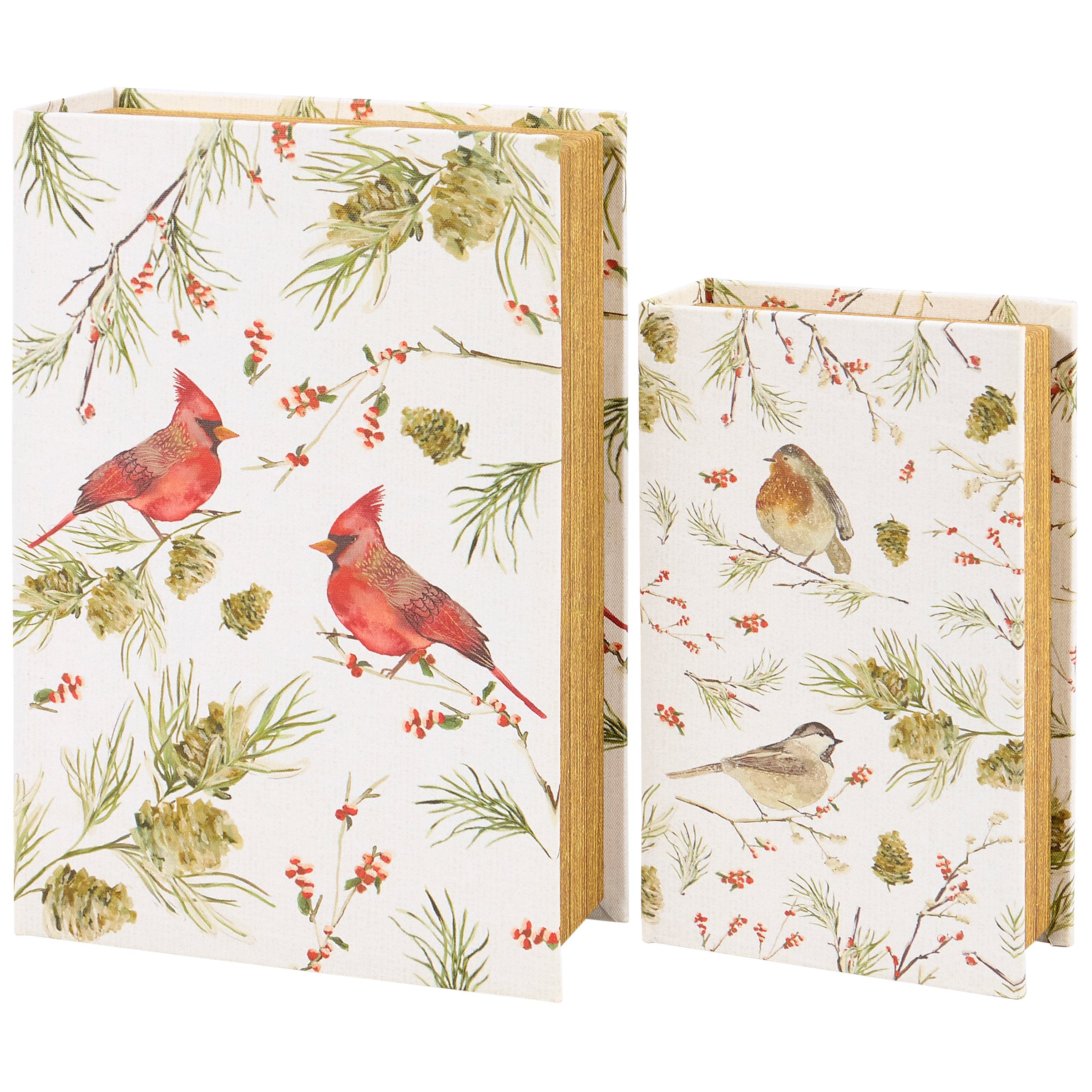 Sentimental Cardinal Winter Book Box Set, Decorative Keepsake Storage Duo