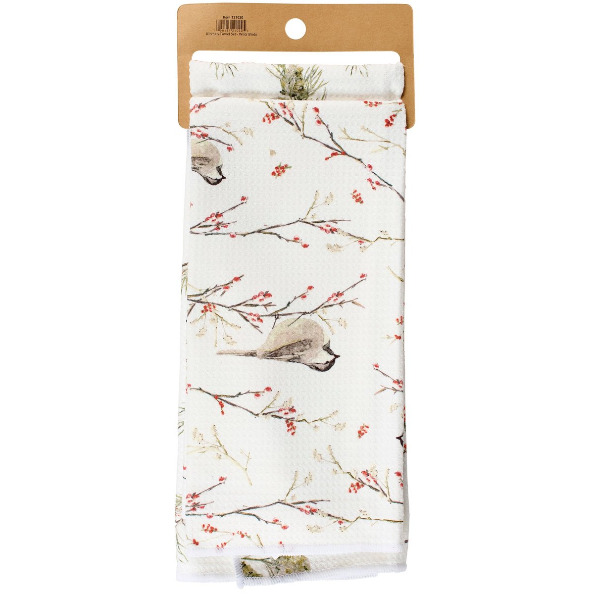 Festive Winter Birds Microfiber Kitchen Towel Set: Cardinal & Chickadee Art