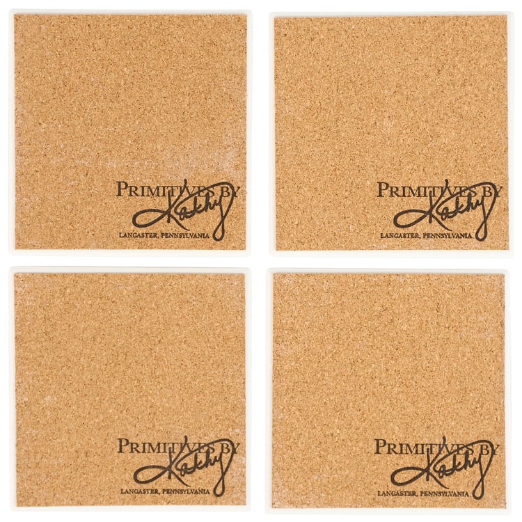 Charming Winter Birds Stoneware Coaster Set with Wire Holder for Drinks