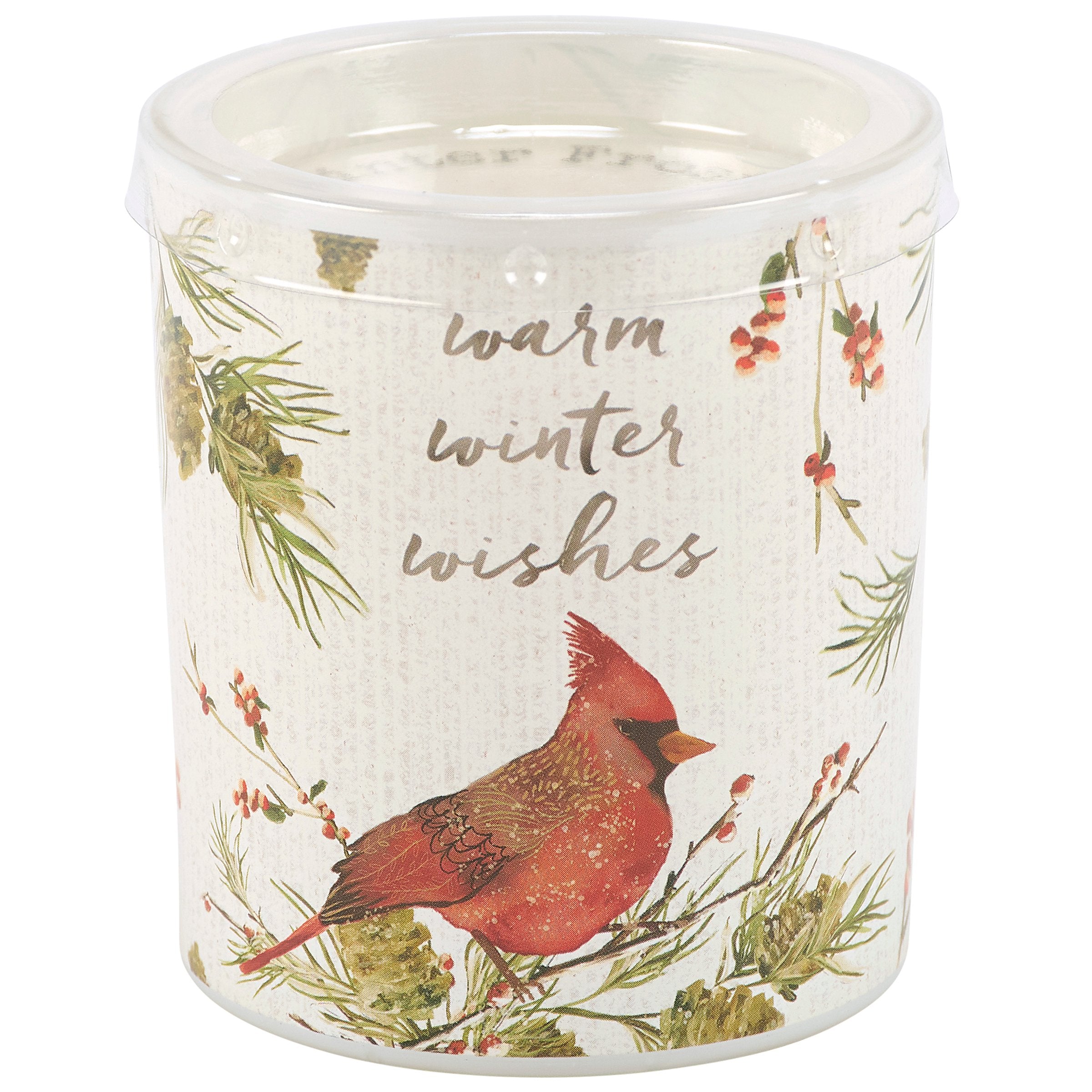 Enchanting Cardinal Winter Wishes Soy Candle, Fabric Wick, 35-Hour Burn Time