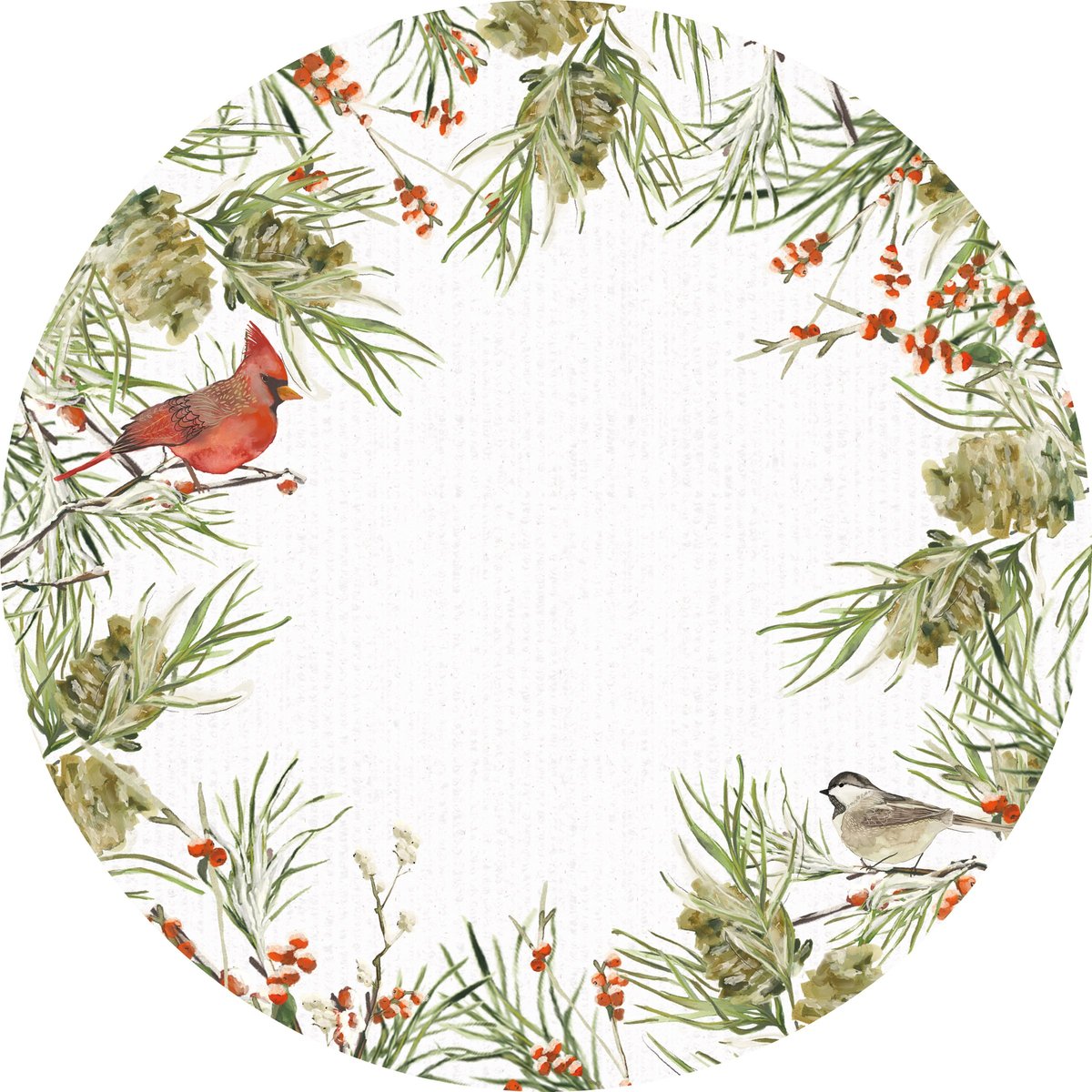 Charming Winter Birds Watercolor Paper Placemats - Festive Holiday Tabletop Set