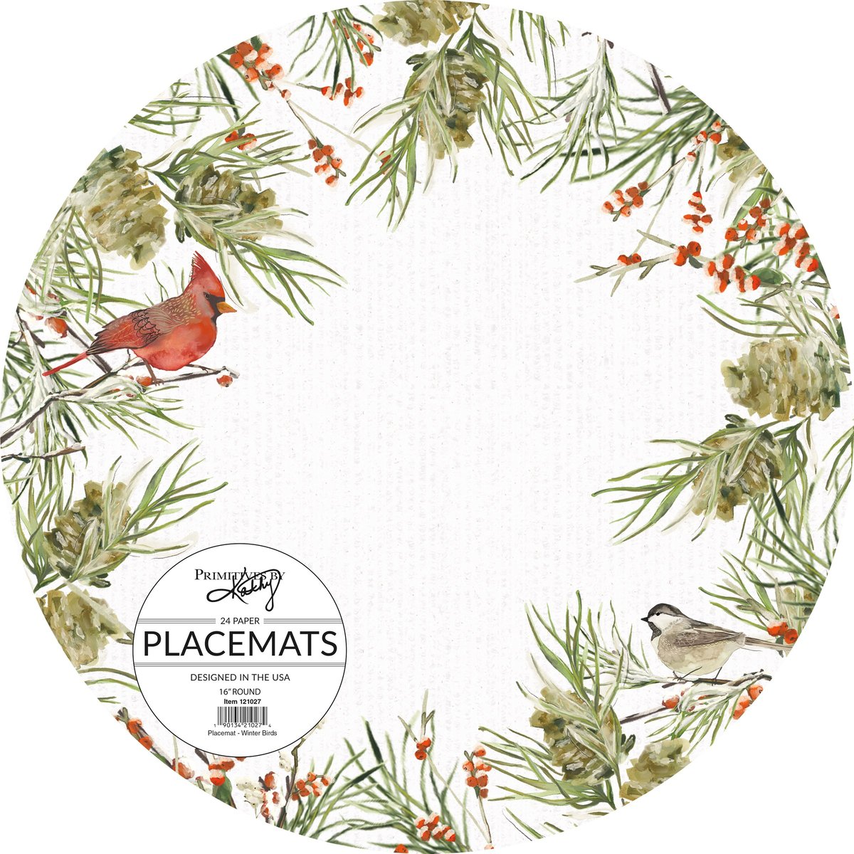 Charming Winter Birds Watercolor Paper Placemats - Festive Holiday Tabletop Set