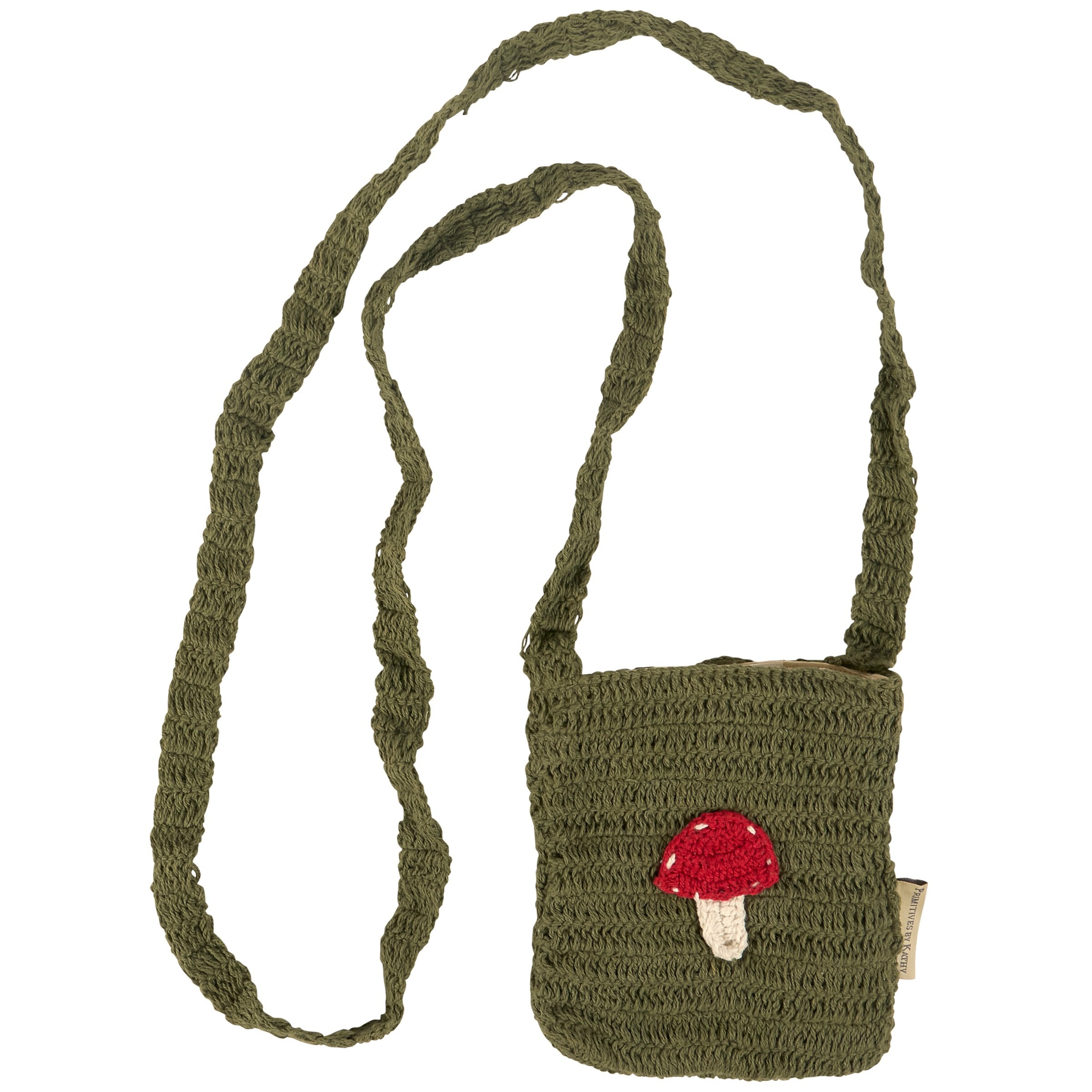 Whimsical Crochet Cotton Mushroom Crossbody Bag - Nature-Inspired Toadstool Design