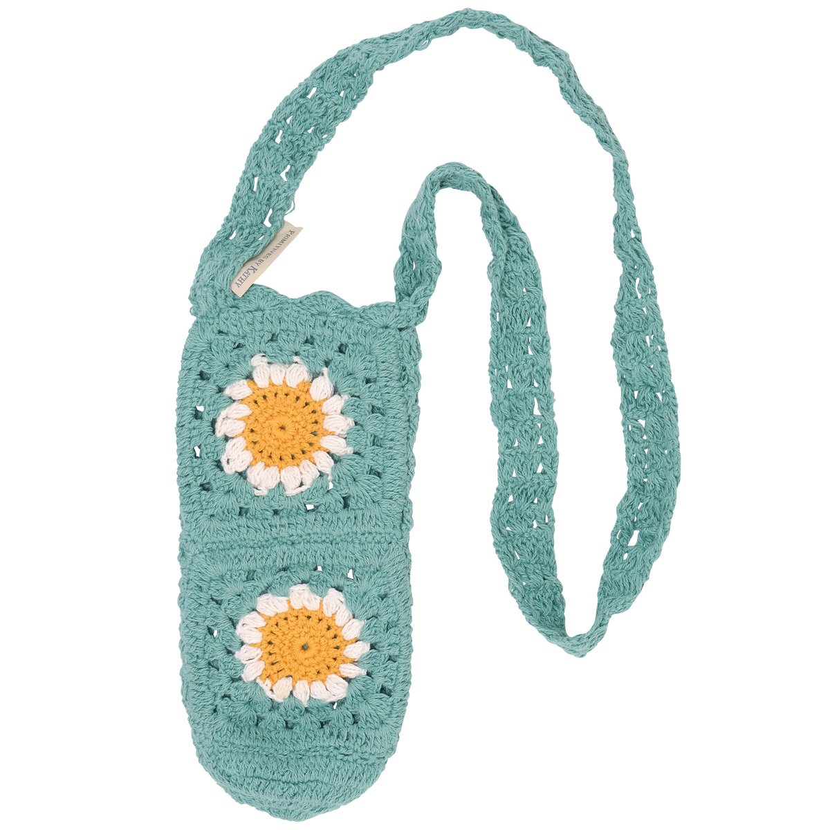 Charming Crochet Daisy Bottle Holder with Shoulder Strap for Wine & Water