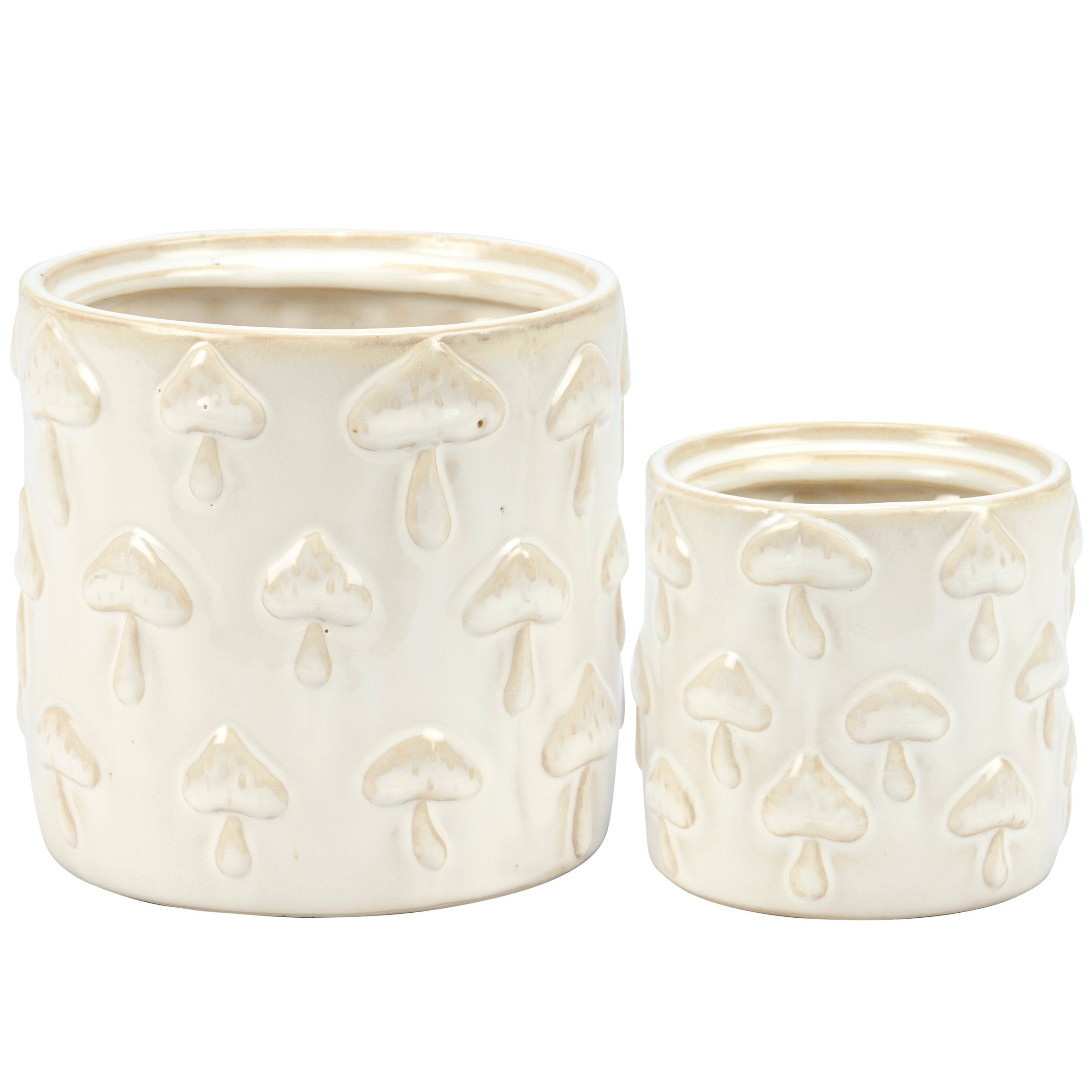 Charming Cottagecore Mushroom Planter Set - Stoneware Ceramic, Dual Sizes